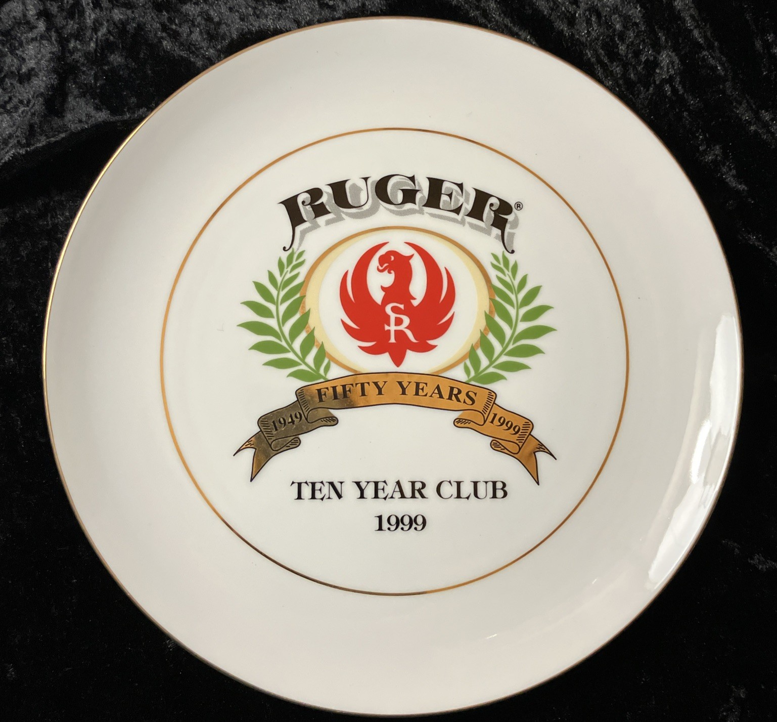 1999 Ruger Firearms Fifty Year 1949-1999 Commemorative Plate Ten Year Club 1/780