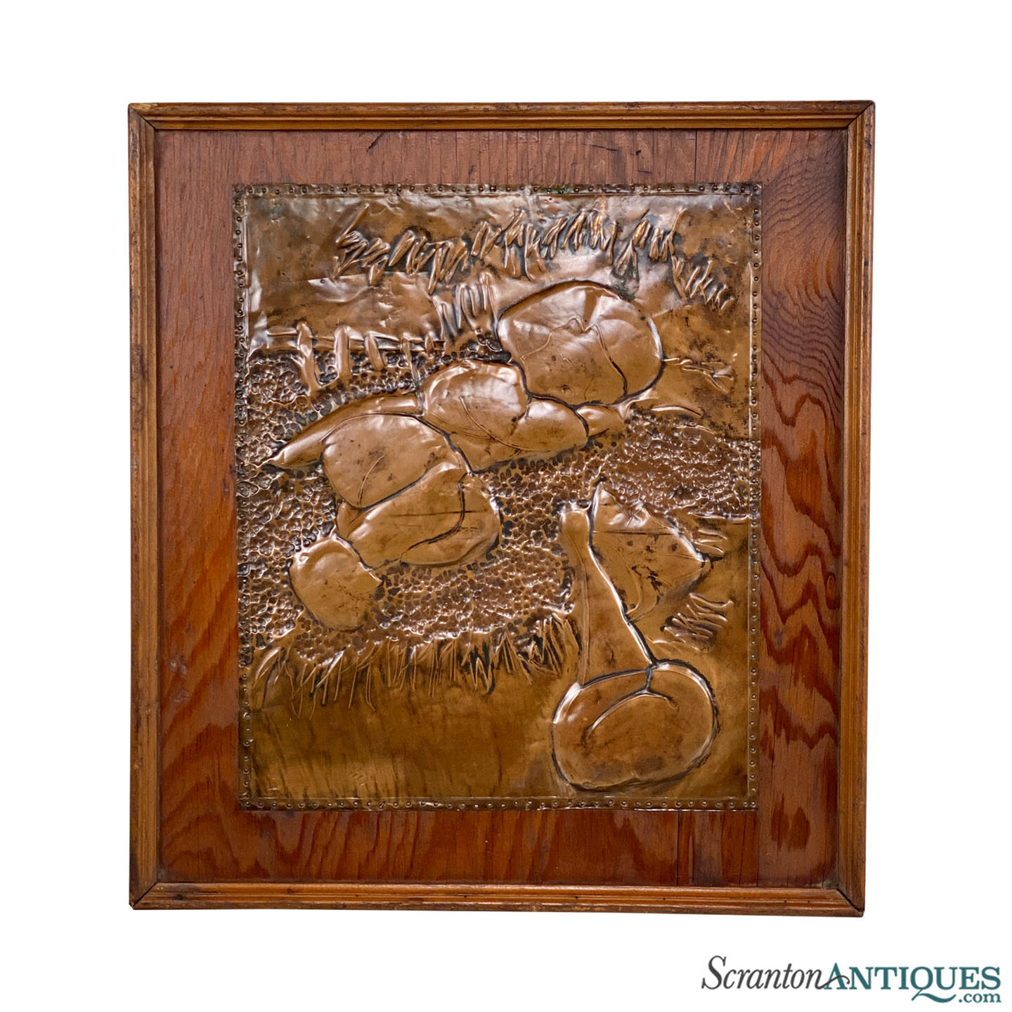 Antique Arts & Crafts Copper Metal Art Sleeping Child Sculpture Plaque