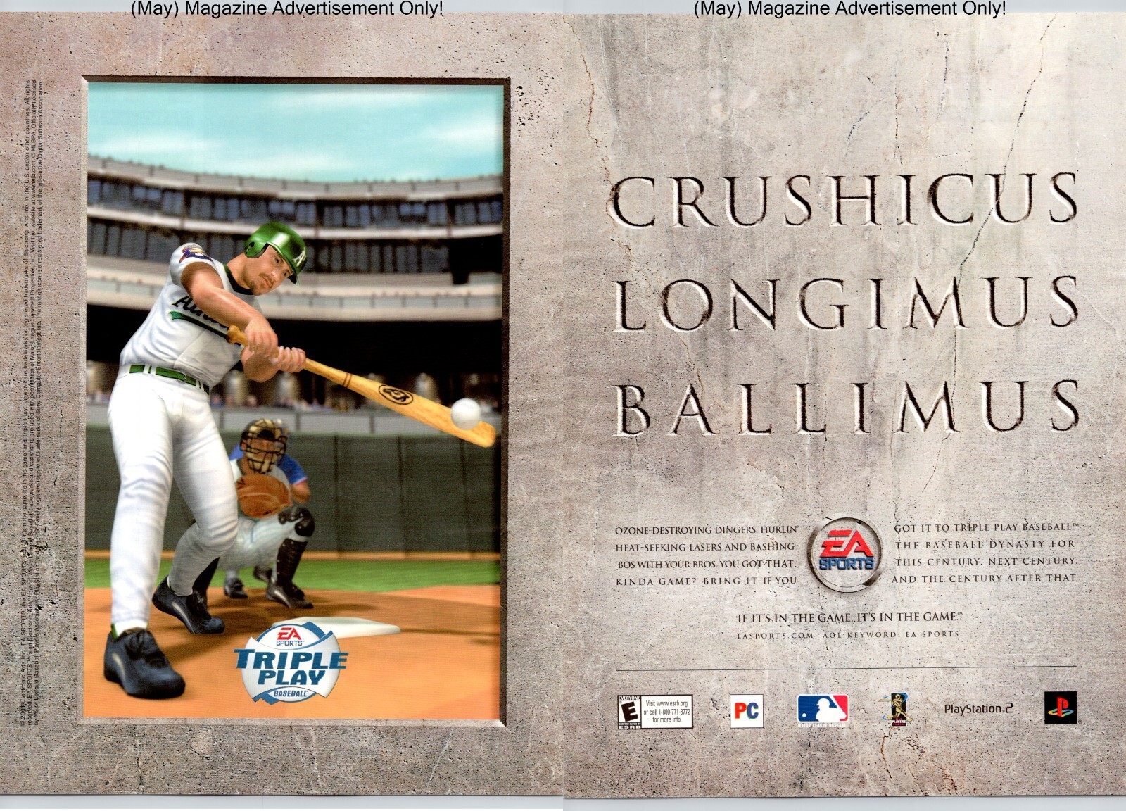 EA Sports Triple Play Baseball Playstaton 2 PS2 Promo 2001 Full 2 Page Print Ad