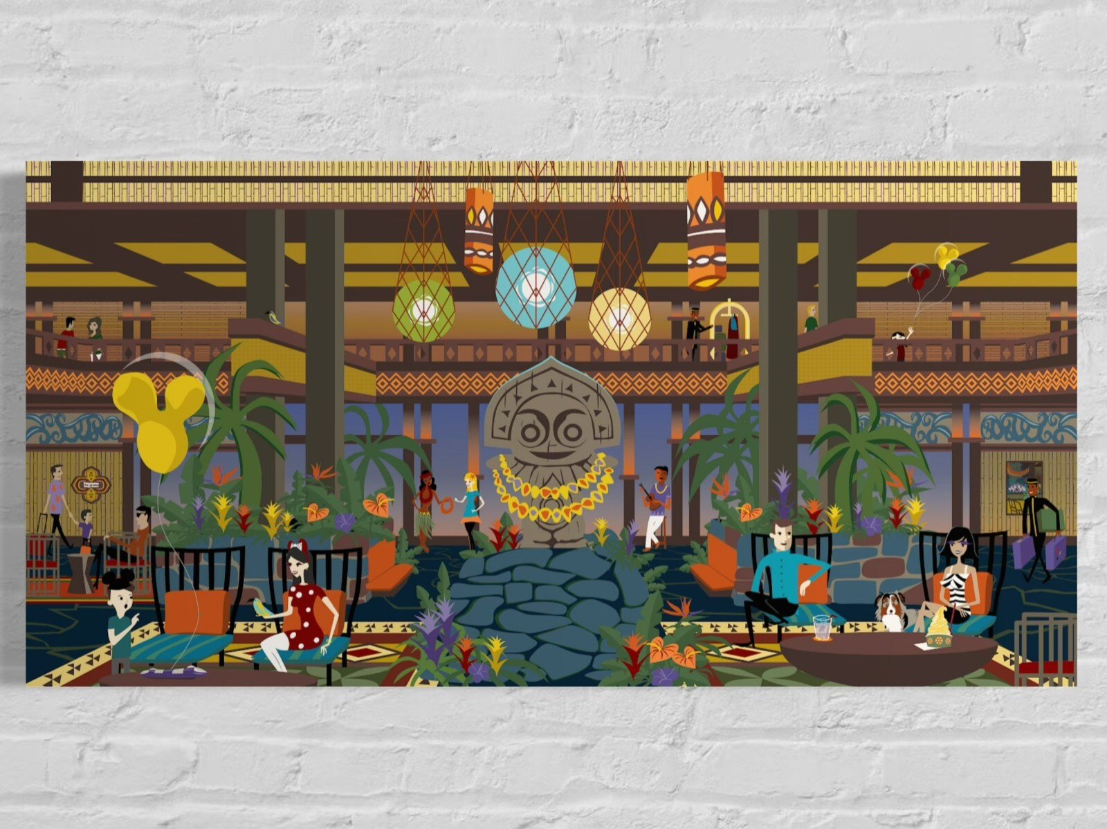 Polynesian Village Resort Lobby 36x18 Walt Disney World Shag Inspired Poster Art