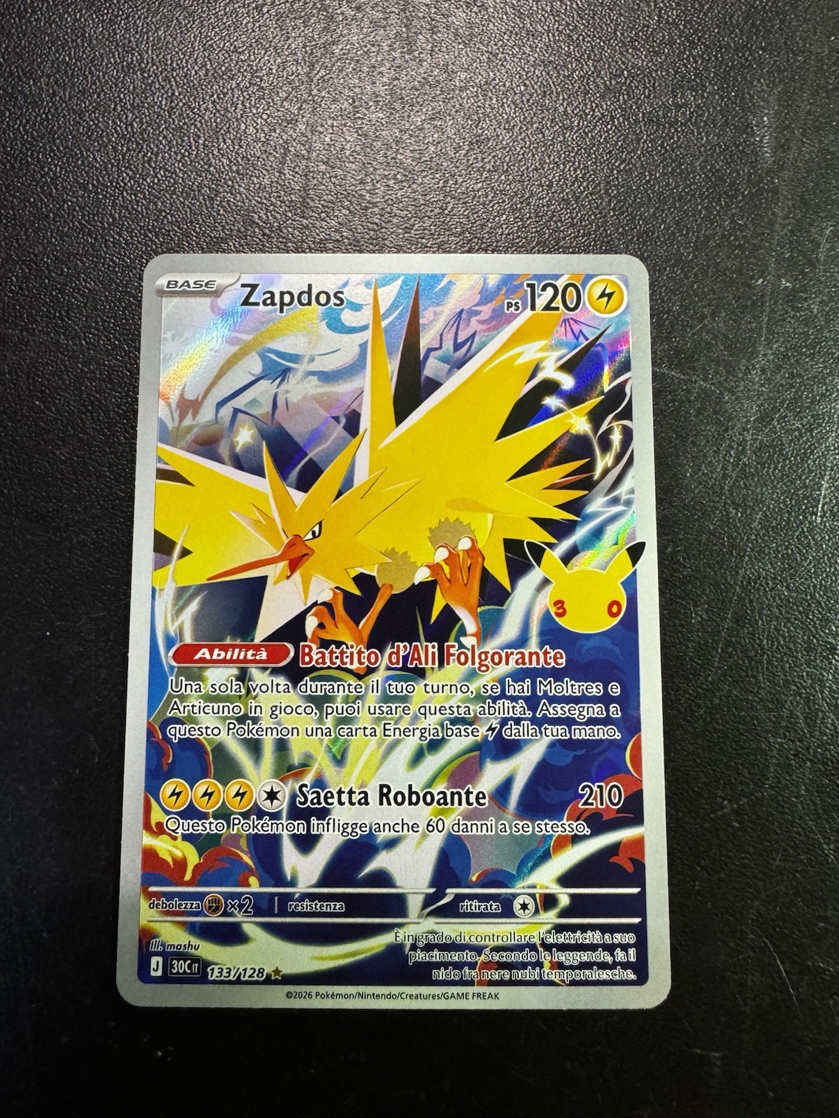 Zapdos 133/128 Ita Pokemon 30th Anniversary Holographic