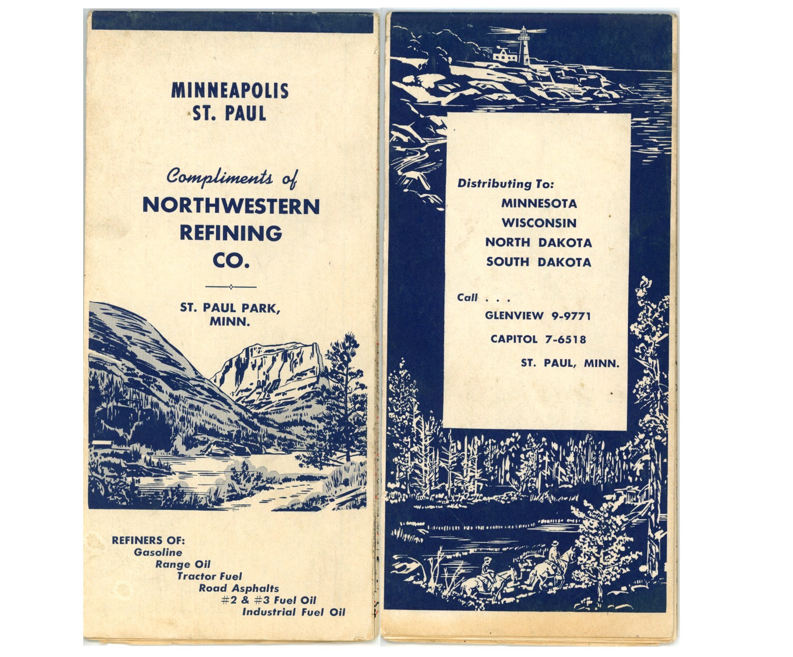 1964 Minneapolis & St. Paul, Minnesota Road Map–Northwestern Refining Co.