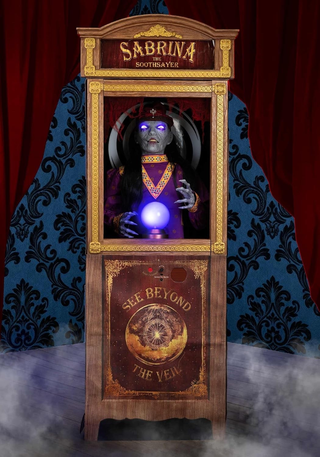 6 FT ANIMATED SABRINA THE SOOTHSAYER FORTUNE TELLER HALLOWEEN ANIMATRONIC PROP
