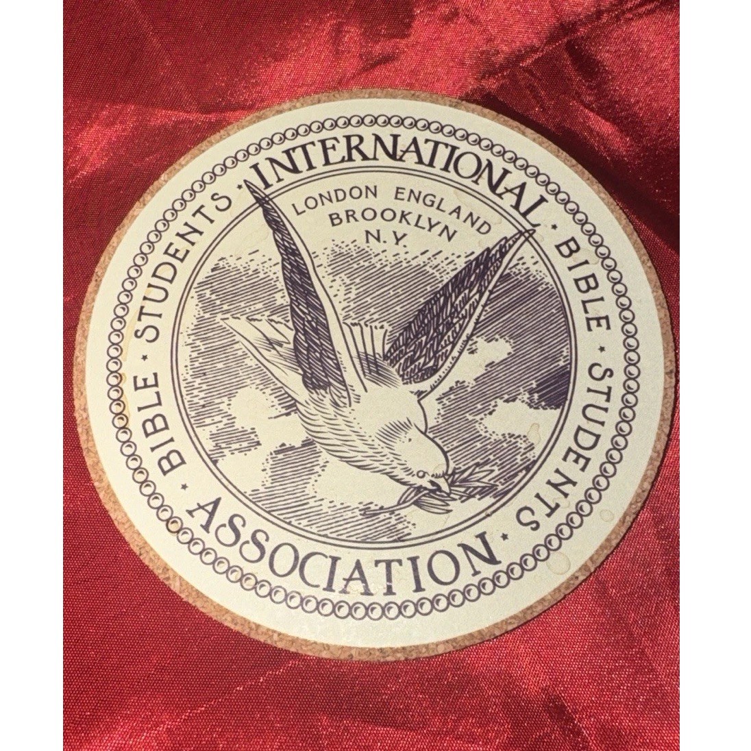IBSA Seal Design Cork Coaster  (1) Watchtower, Bible Students unique and cool.