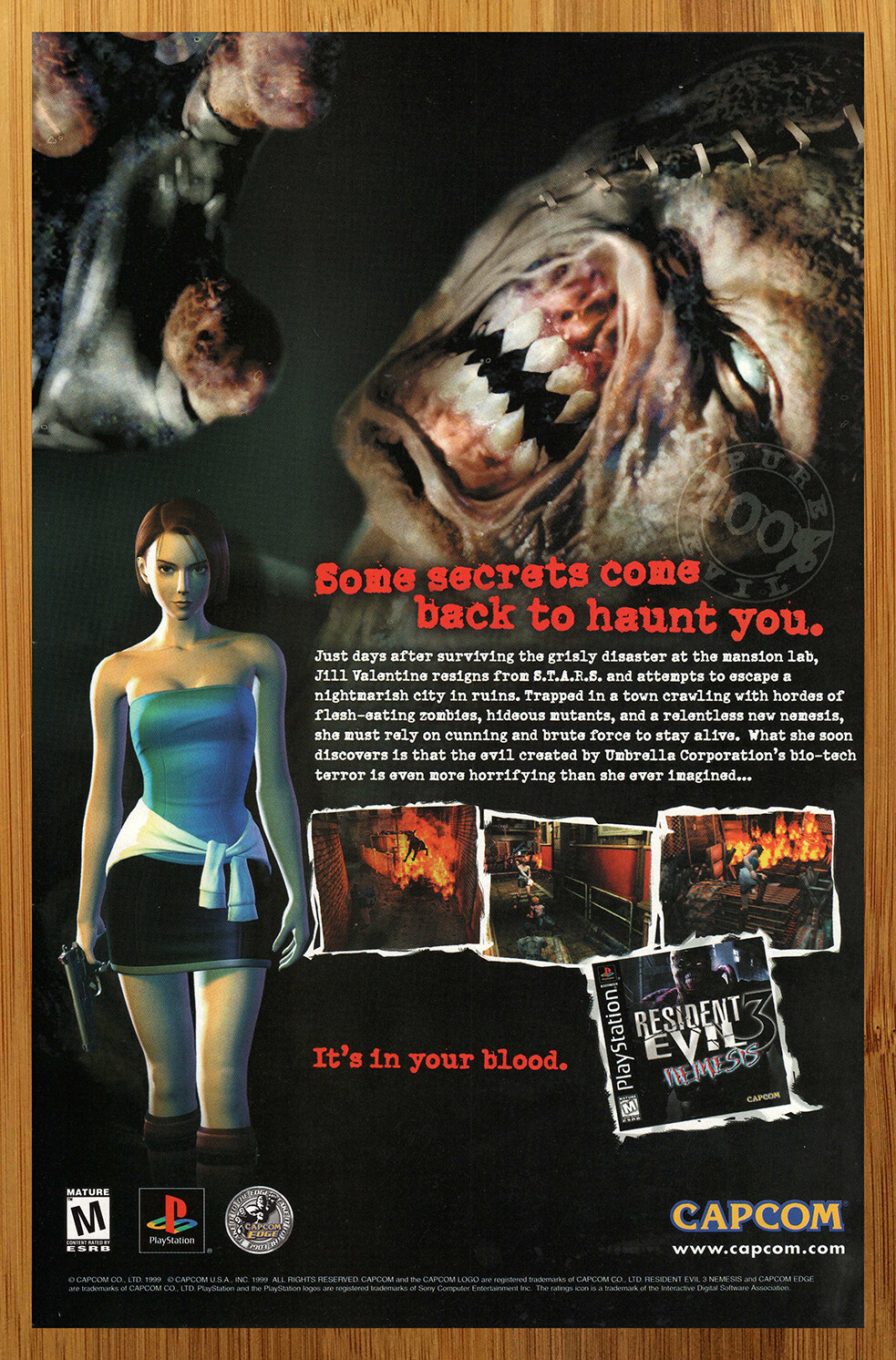 1999 Resident Evil 3 Nemesis PS1 Print Ad/Poster Official Promo Art PS4 Xbox One