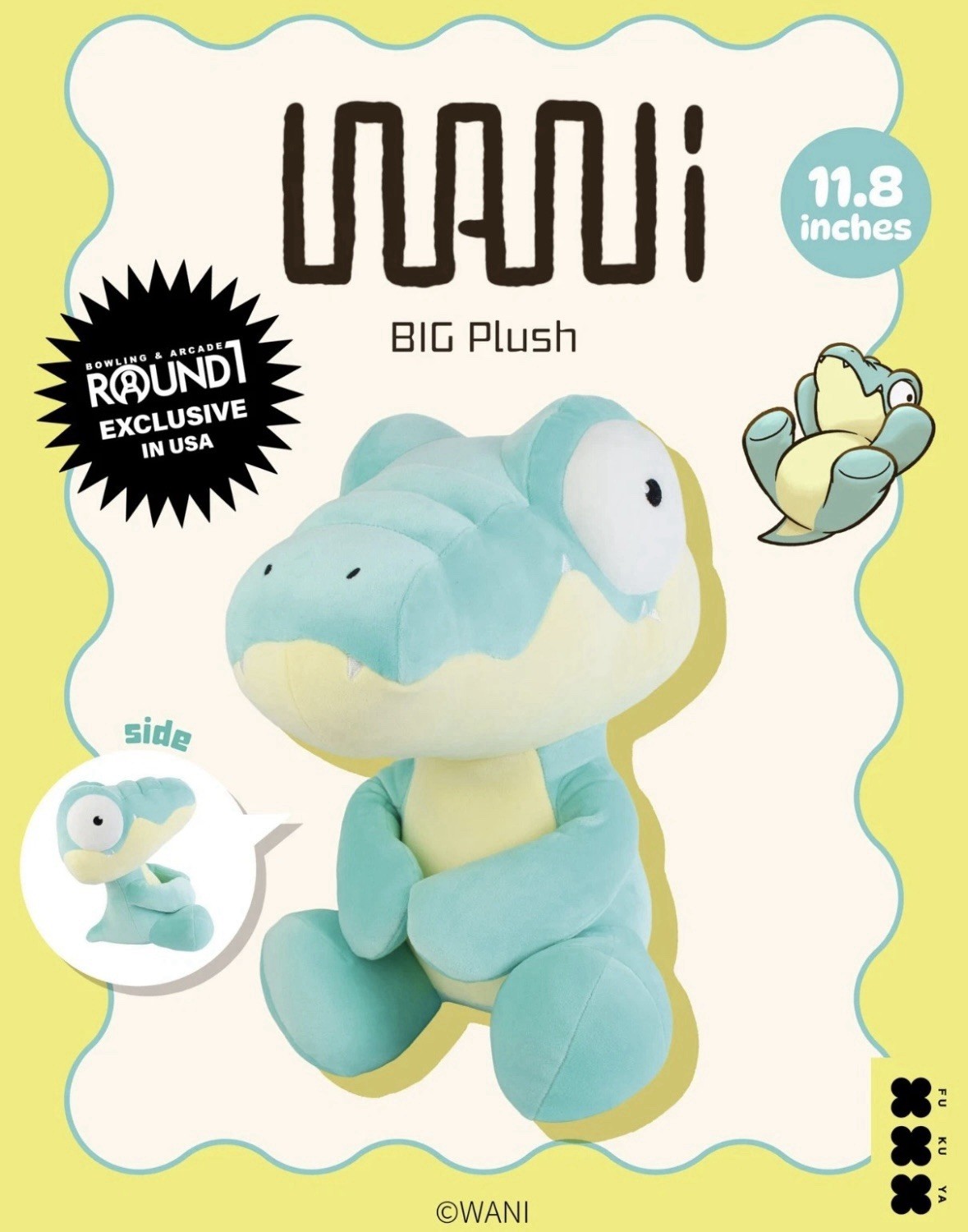 New Fukuya WANI Teal Crocodile 11.8” BIG Plush Round 1 Exclusive NWT US Seller