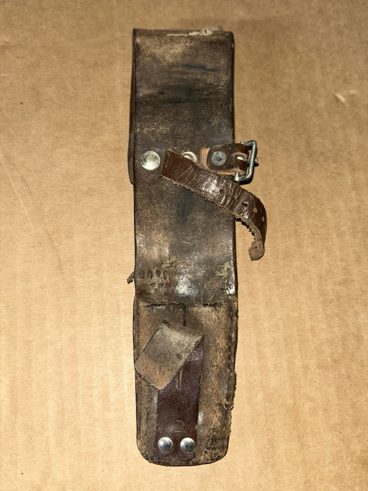 Vintage Swedish Bayonet Frog M1896 Mauser Brown Leather Wide Belt Variant