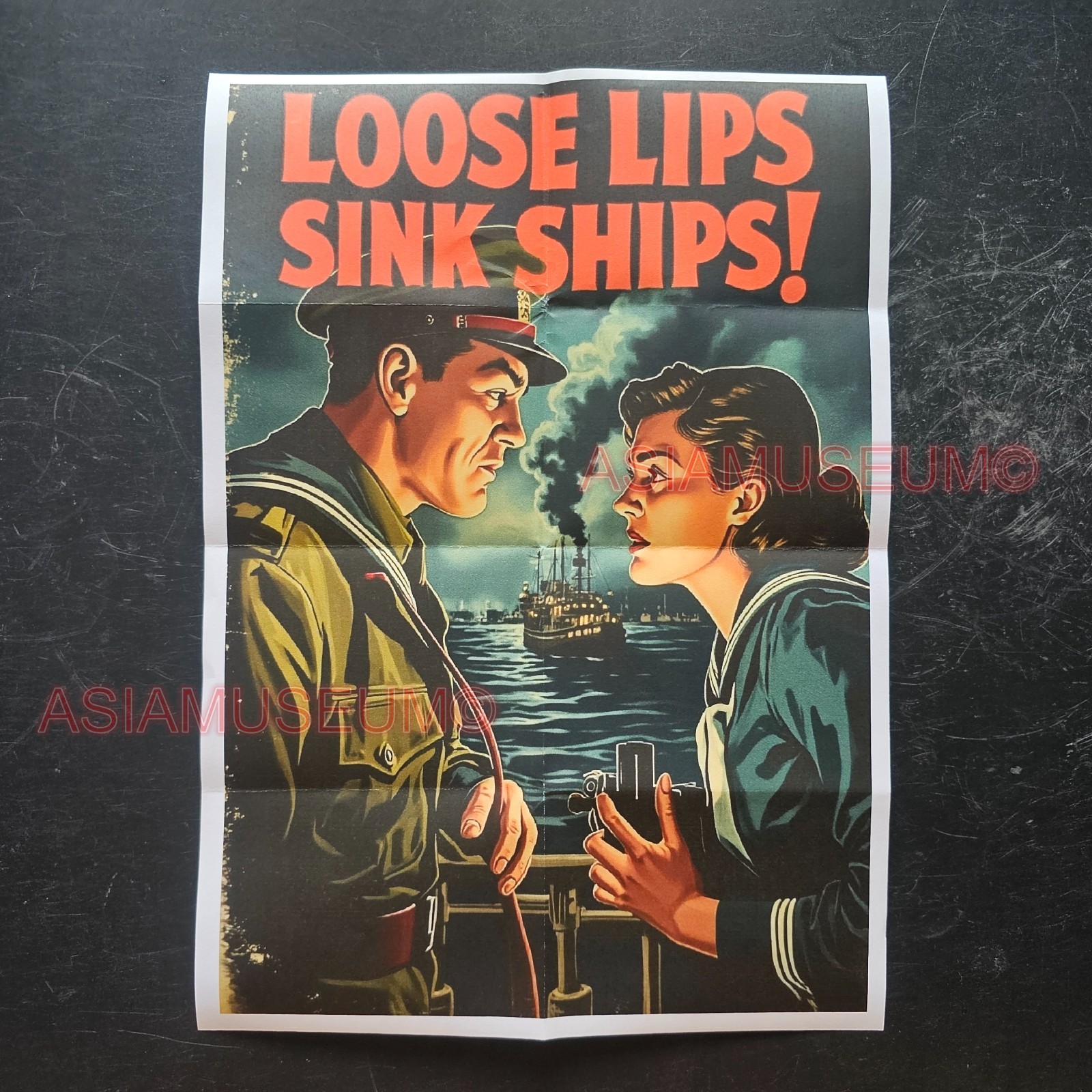 1941 WW2 USA AMERICA LOOSE LIPS SINK SHIPS NAVY SAILOR PROPAGANDA POSTER L778