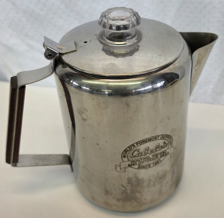 Vintage Cabela's Stainless Steel Camp Coffee Percolator Pot Complete Camping