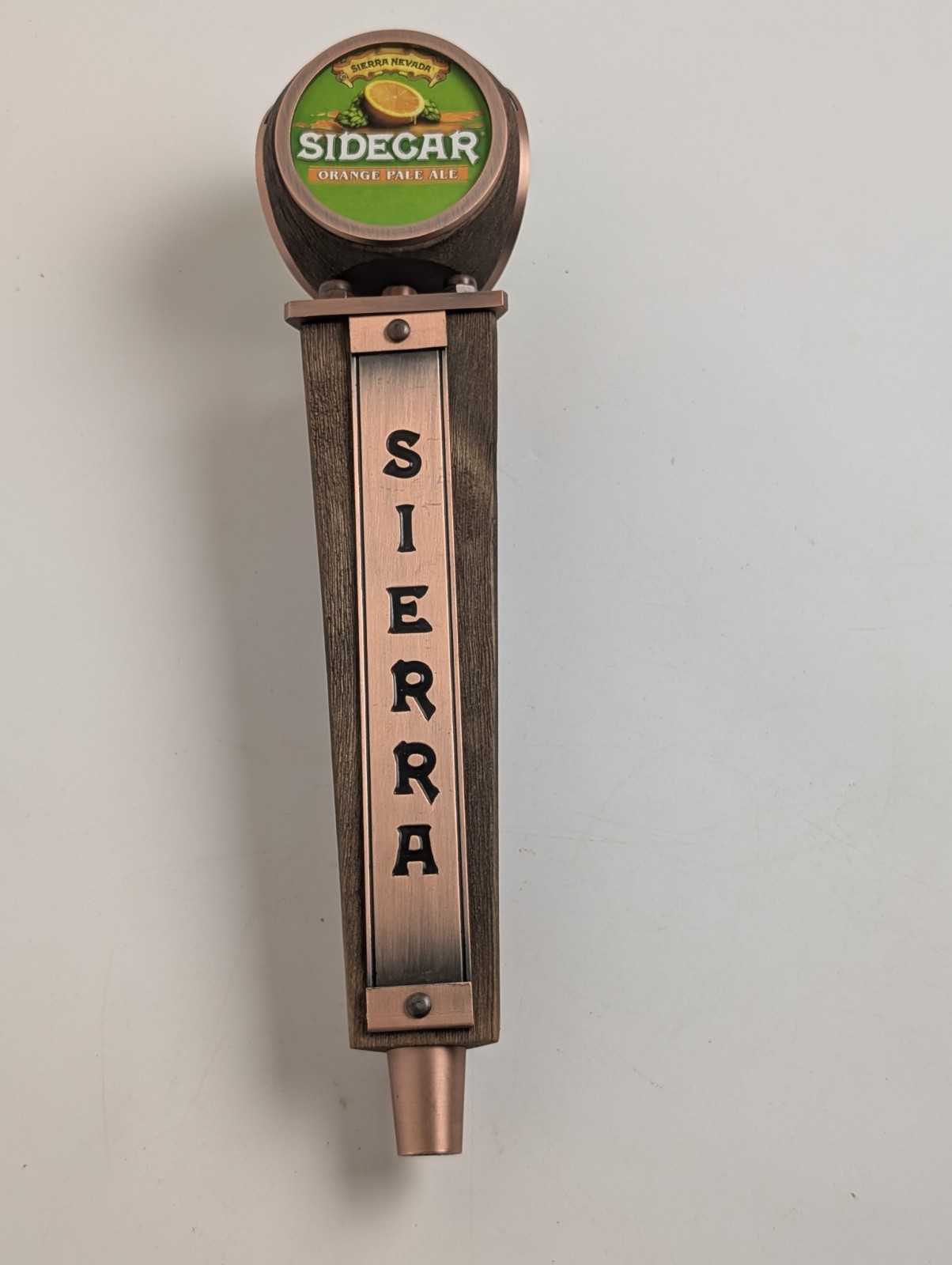Sierra Nevada Sidecar Orange Pale Ale Beer Tap Handle Copper Wood 23\