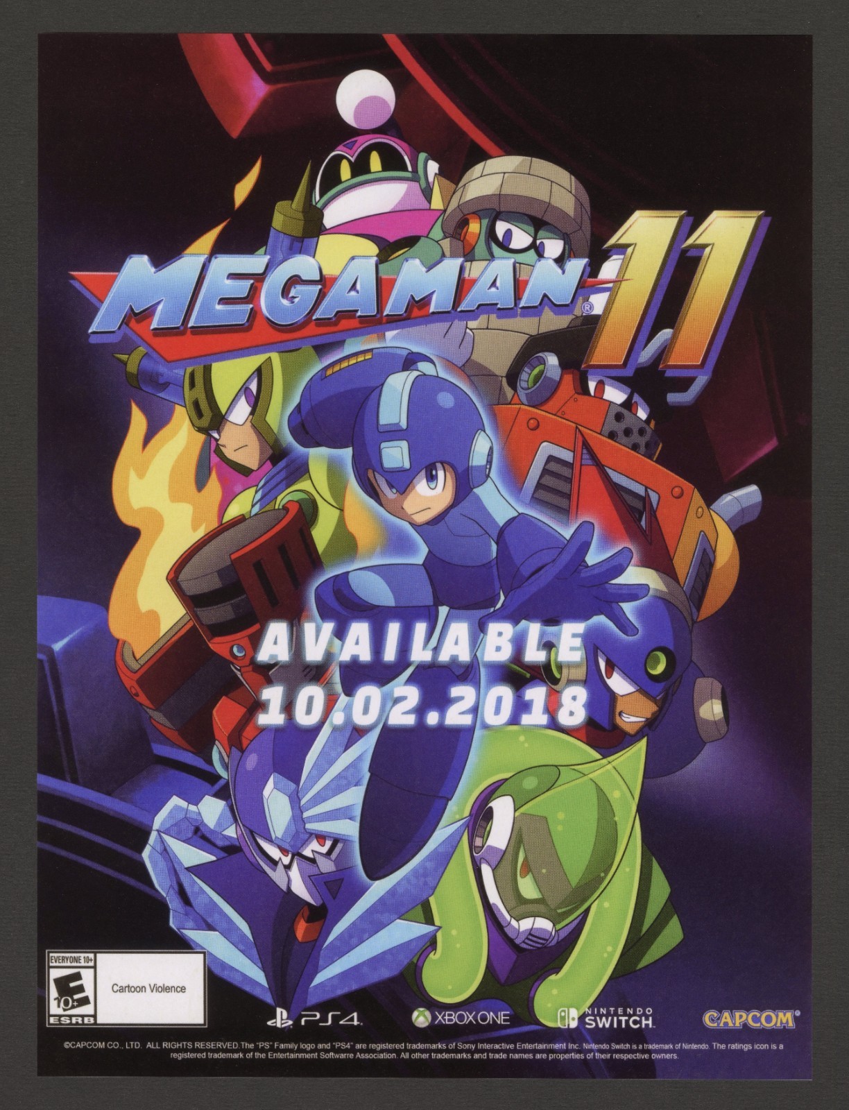Mega Man 11  PS4 Xbox One Nintendo Switch Game Promo Ad Art Print Poster Glossy