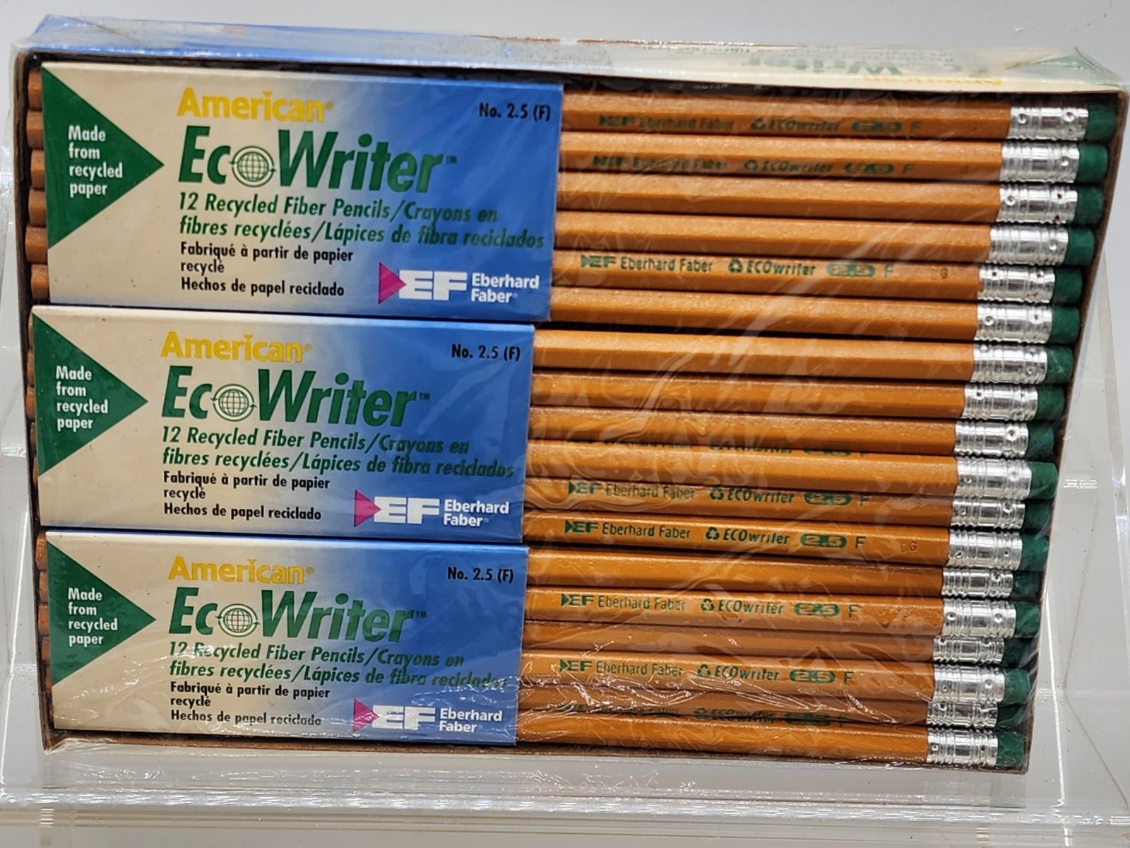 72 VTG. ECO WRITER WOOD LEAD PENCILS No. 2 HB, Eberhard Faber MADE USA GREEN