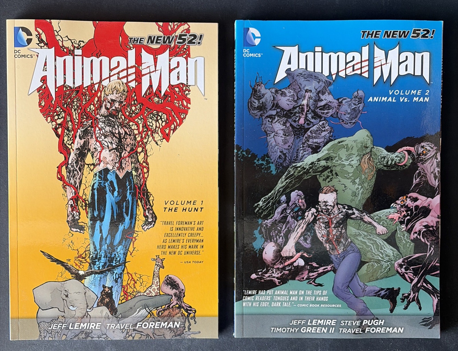 DC Comics Animal Man #1 & #2 by Jeff Lemire. Both First Prints.