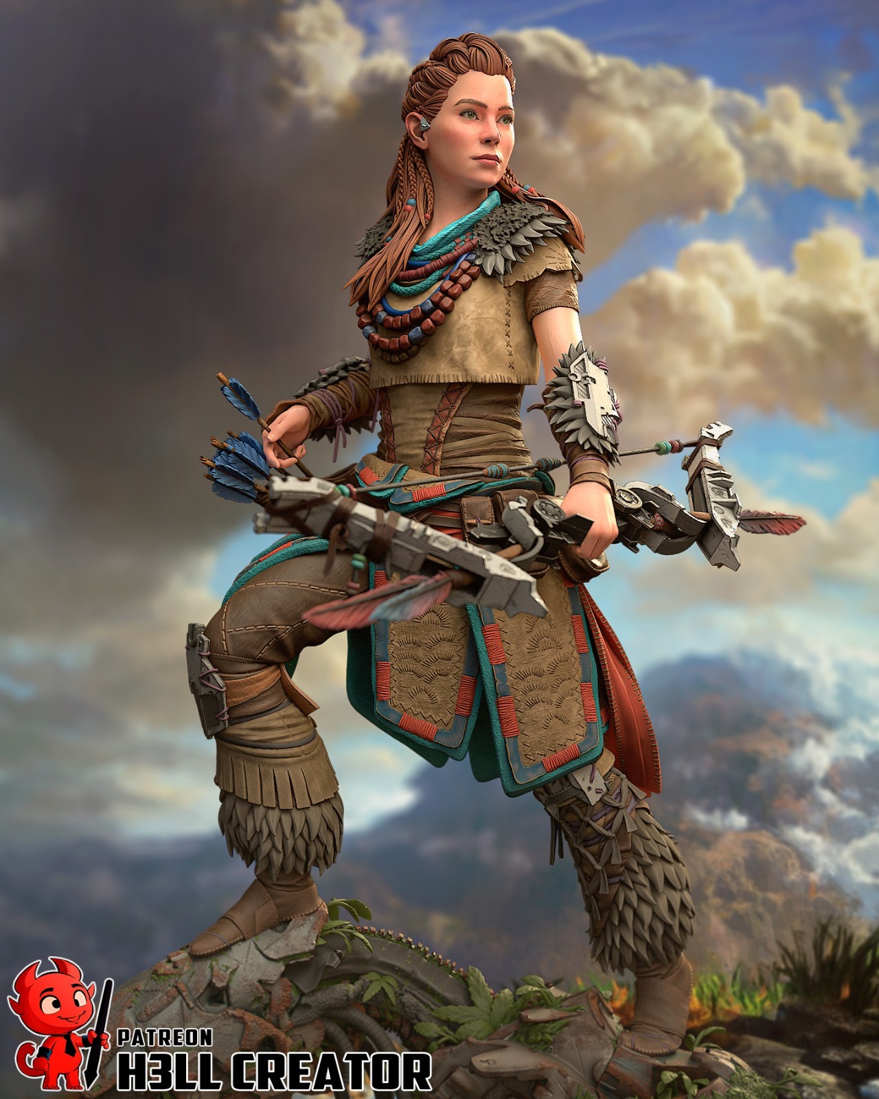 Aloy Figurine Horizon Zero Dawn Hand Painted Model / DIY Kit 23 pcs