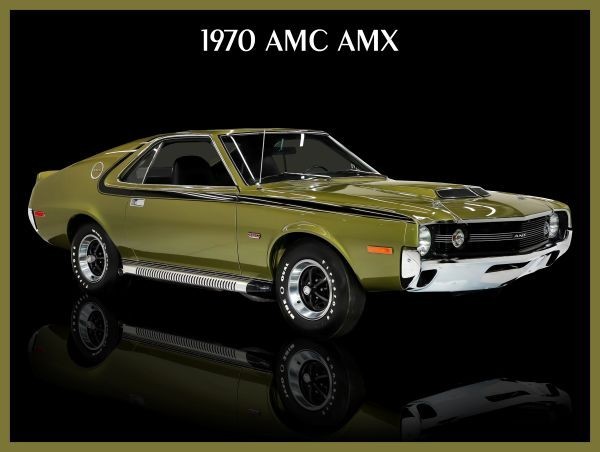 Customized 1970 AMC AMX in Olive Green Metal Sign: 12x16