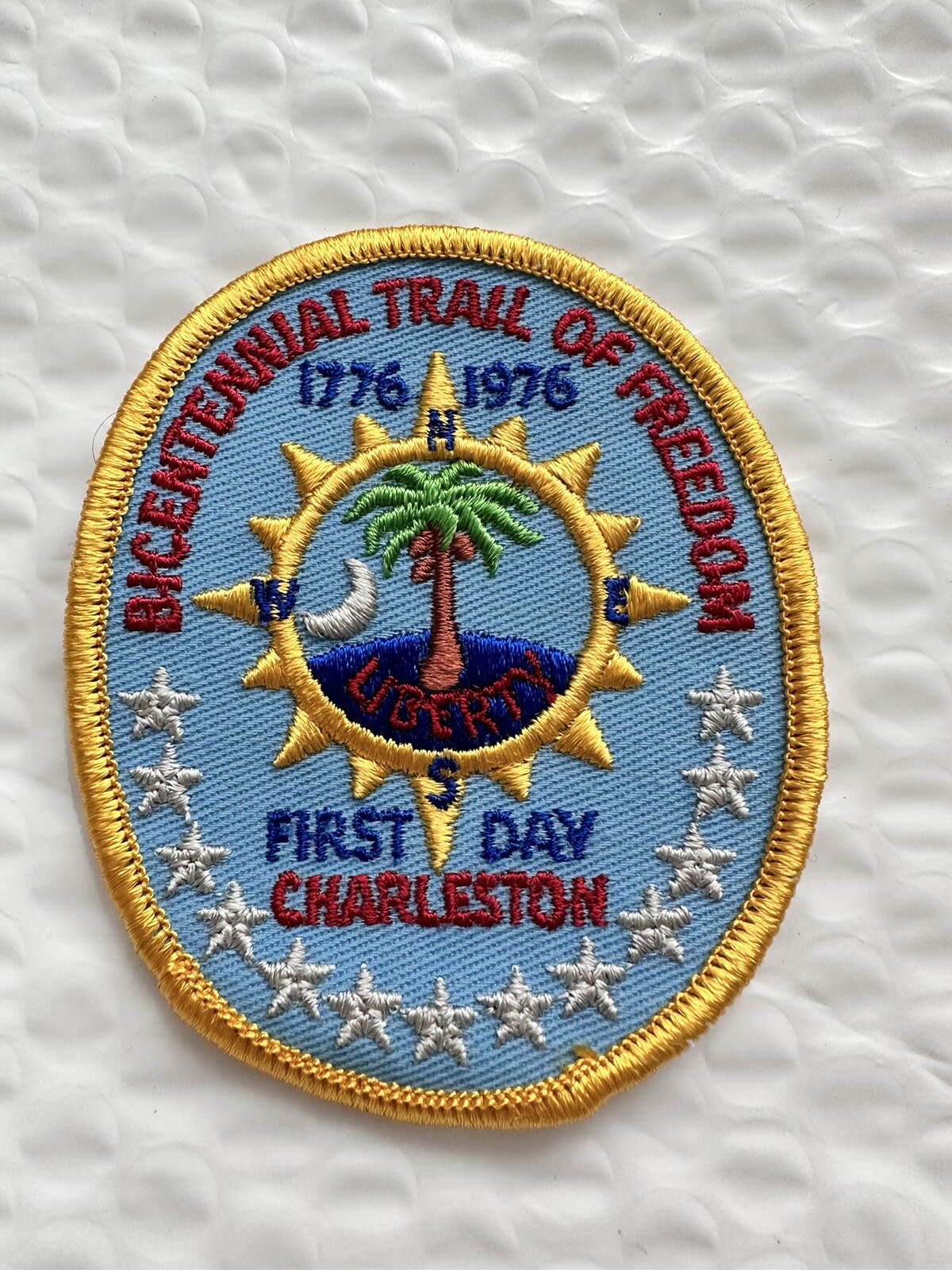 1776-1976 Bicentennial Trail Of Freedom First Day Charleston GOLD Border Patch