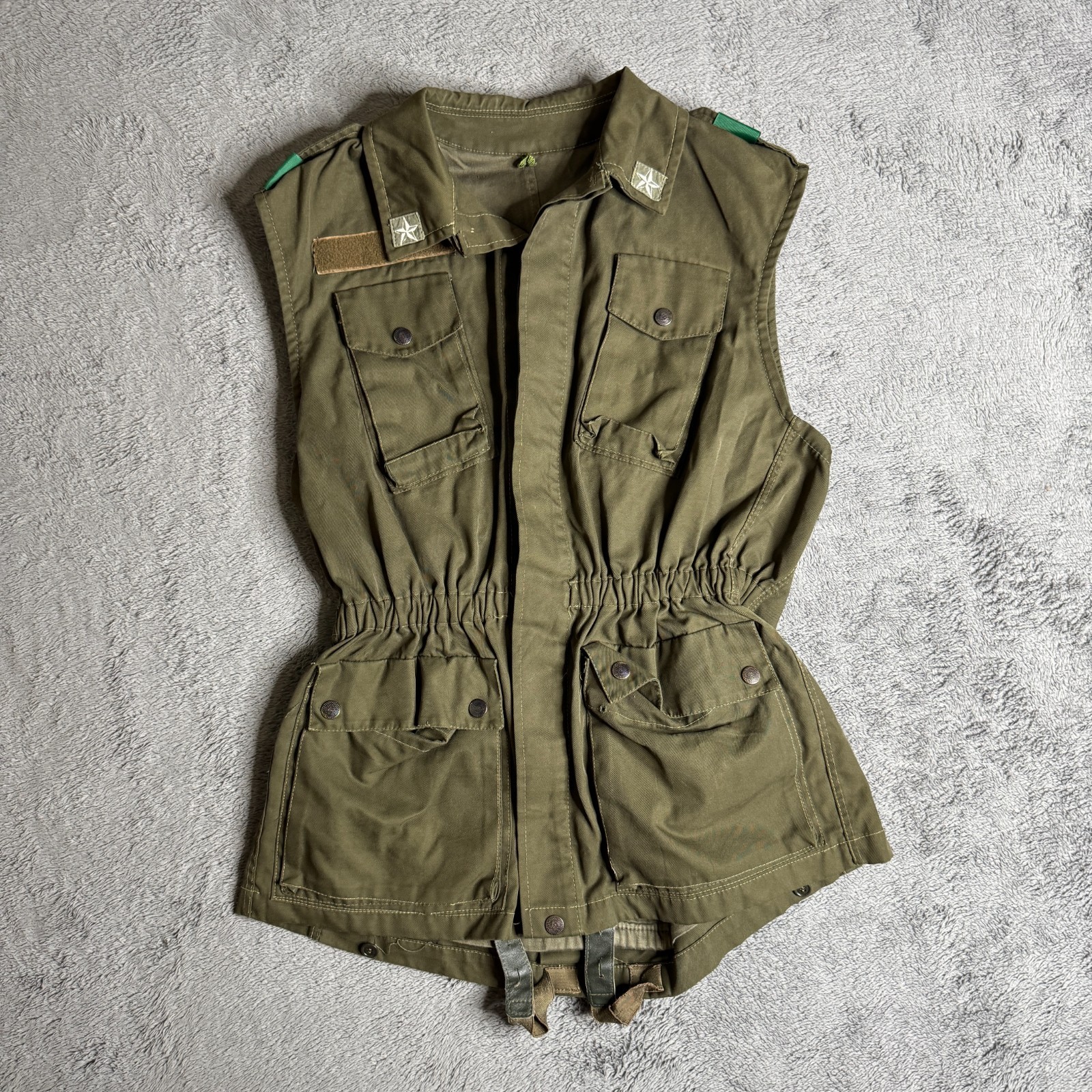 Vintage Romanian Military Field Vest Olive Green Tactical Utility Surplus