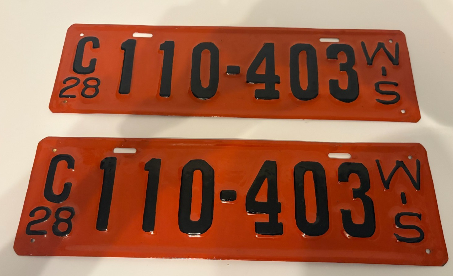 Wisconsin 1928 Pair Auto License Plate Set Vintage Garage Man Cave Collector