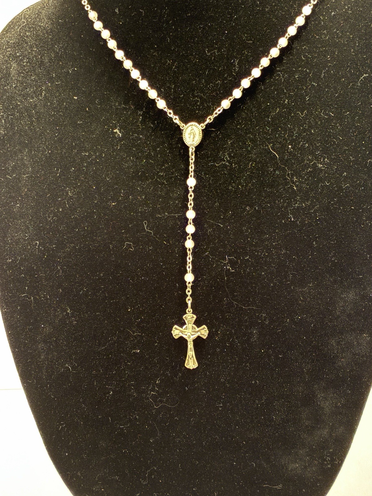 Vintage Chapel Sterling Rose Quartz Rosary 13.5\