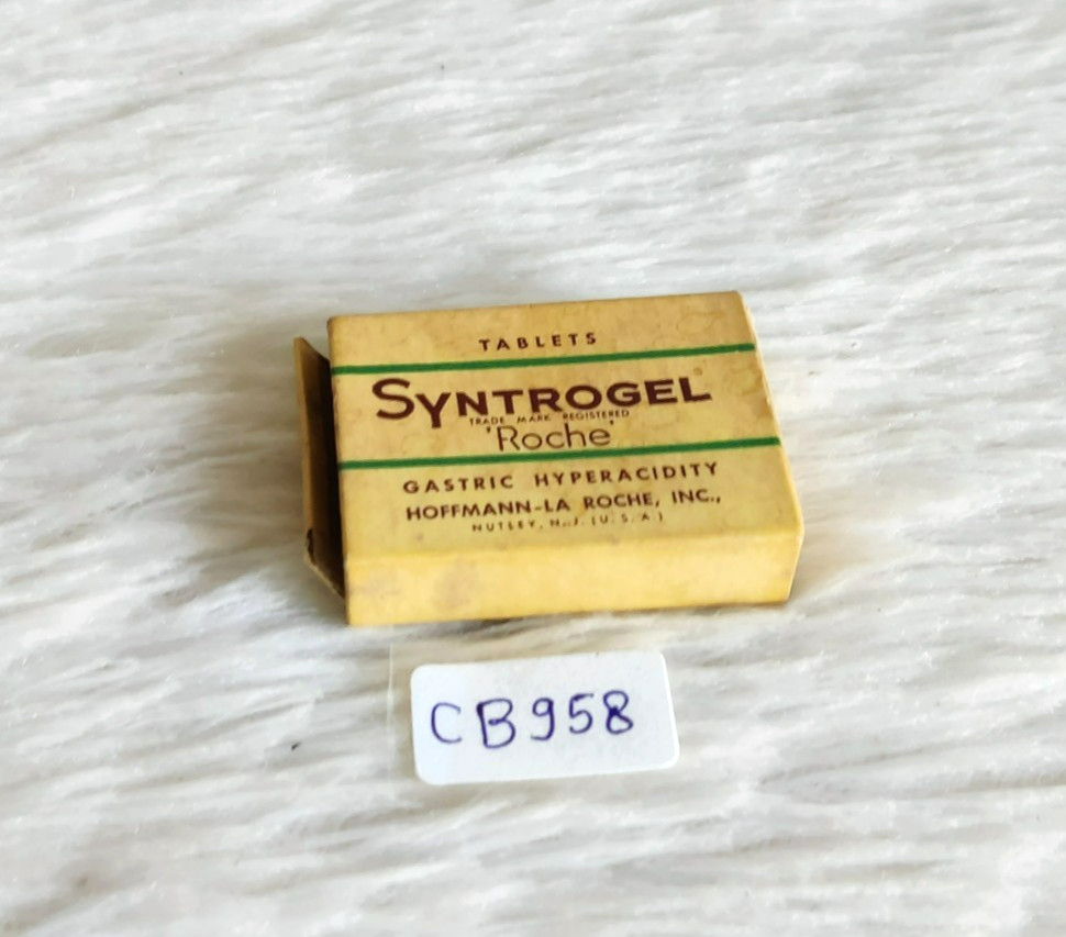 1950s Vintage Hoffmann-La Syntrogel Roche Medicine Empty Cardboard Box USA CB958