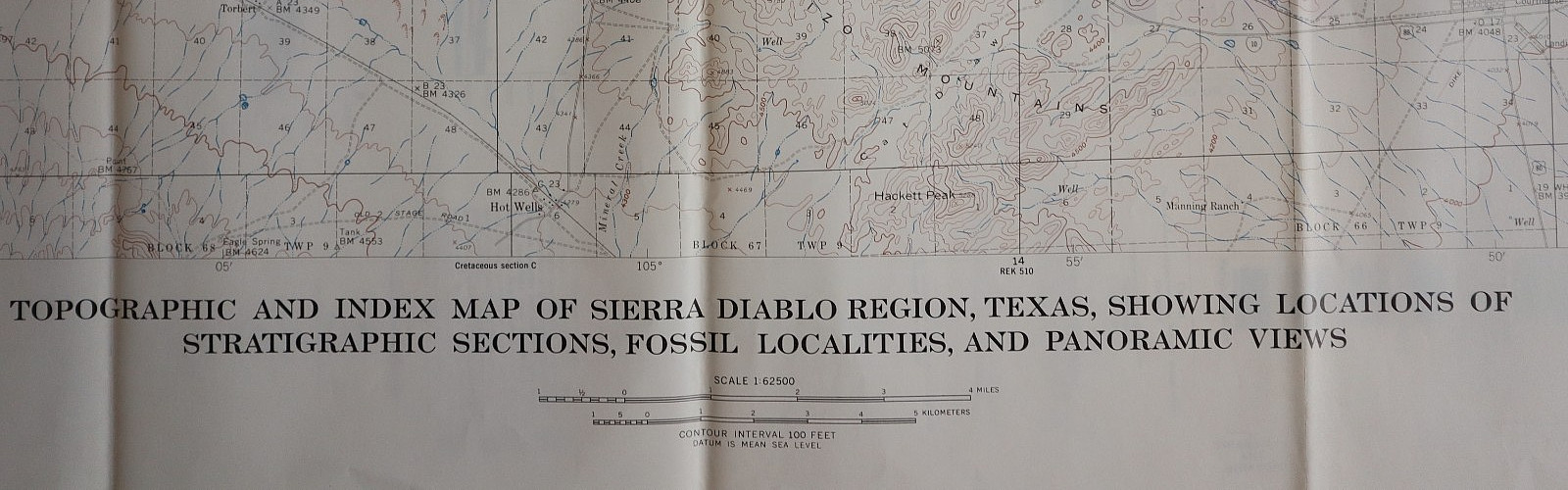 Sierra Diablo Region, Texas 1951 Topographic Map (38x48)-#04