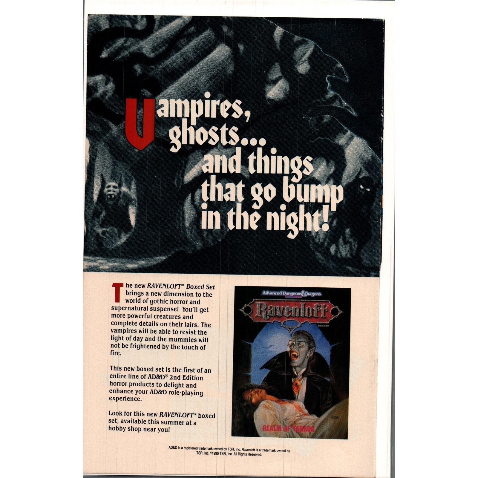 Vintage Printed Advert 1990 Ravenloft AD&D Dungeons Dragons Wall Art Collectible