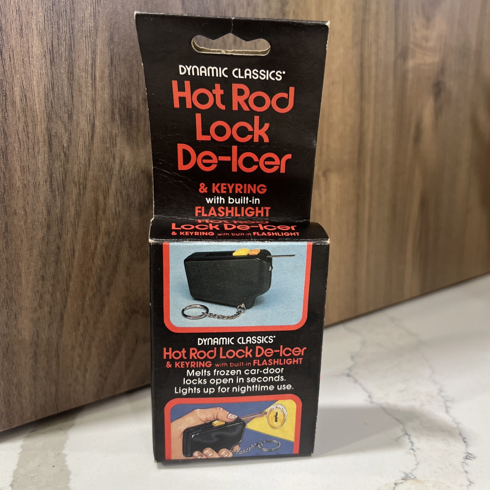 Vintage 1980 Hot Rod Lock De-Icer Keyring Flashlight NOS Hong Kong
