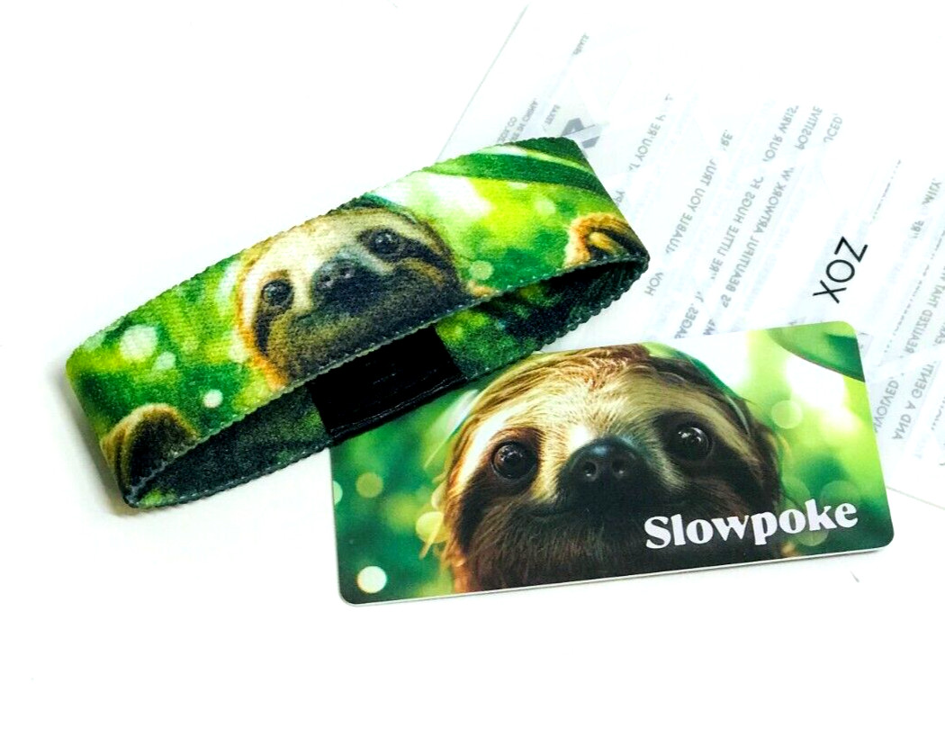 ZOX **SLOW POKE** Silver Strap MEDIUM Wristband w/Card NIP SLOTHS