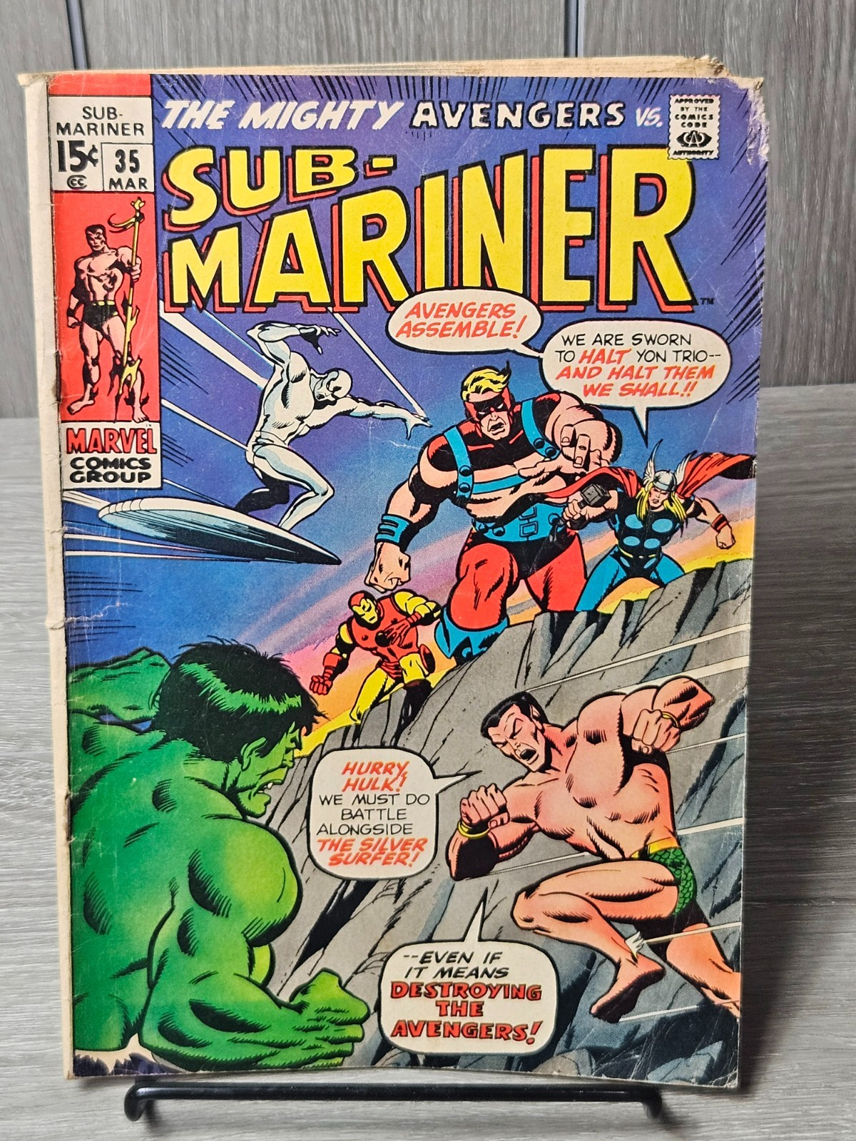 SUB-MARINER #35 , Marvel 1971, AVENGERS vs TITANS THREE, Prelude DEFENDERS