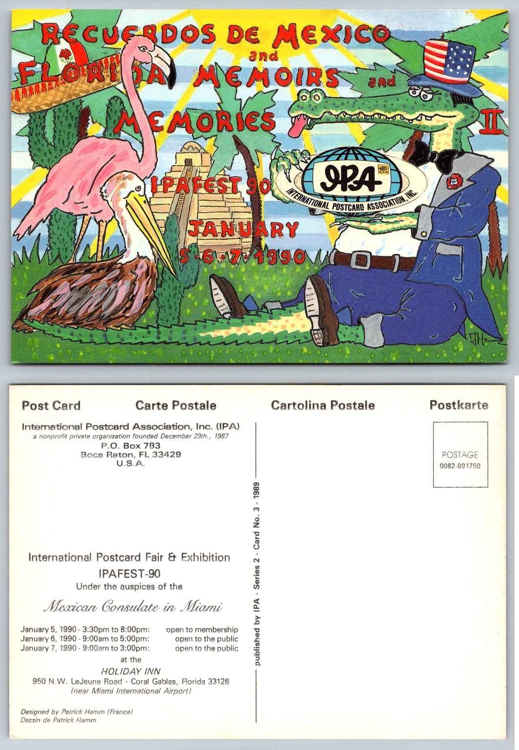 IPAFEST 90 Florida & Mexico Memoirs Postcard Show Miami 1990 Patrick Hamm