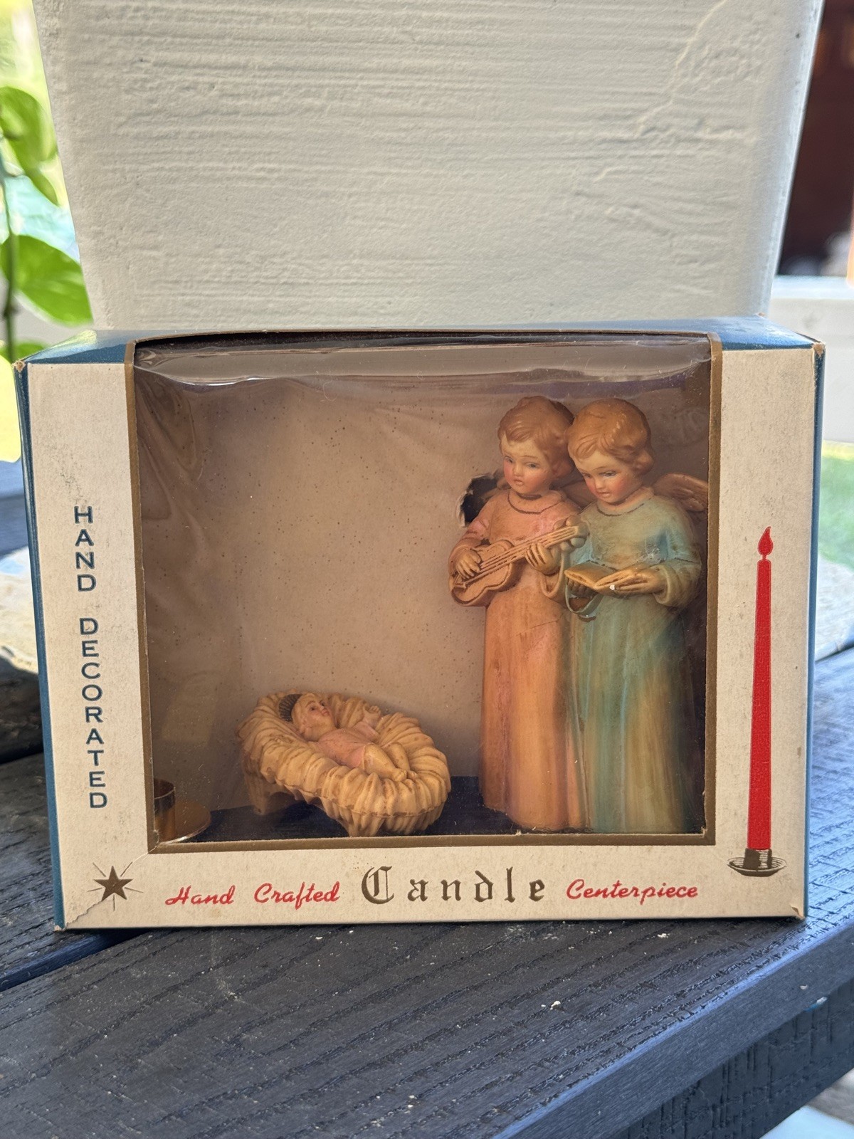 Vintage Christmas Plastic Angel Figurines Candle Centerpiece MCM Hong Kong NIB