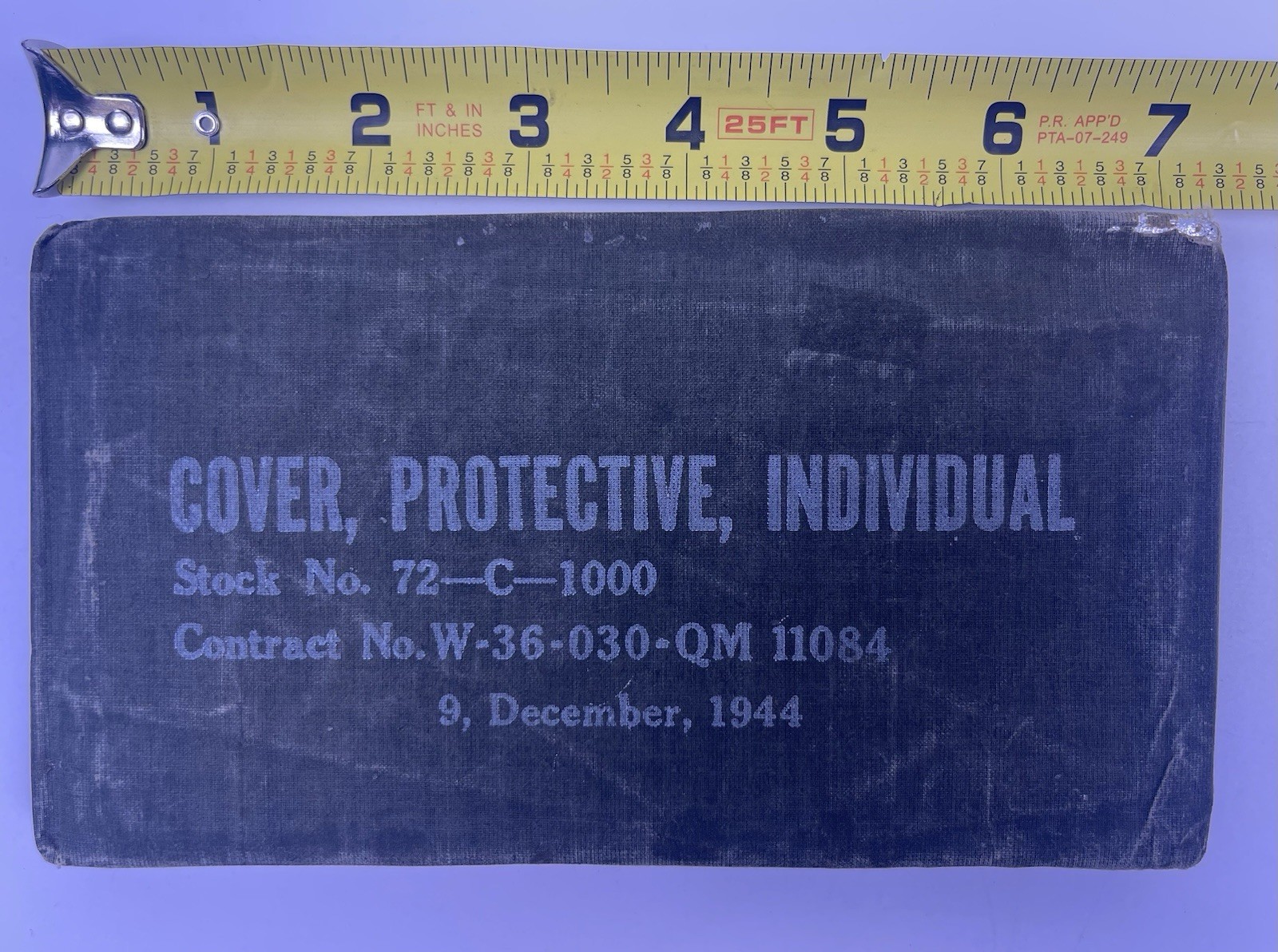 U.S. Military WWII 1944-45 Individual Protective Chemical Cover 72-C-1000 Unused