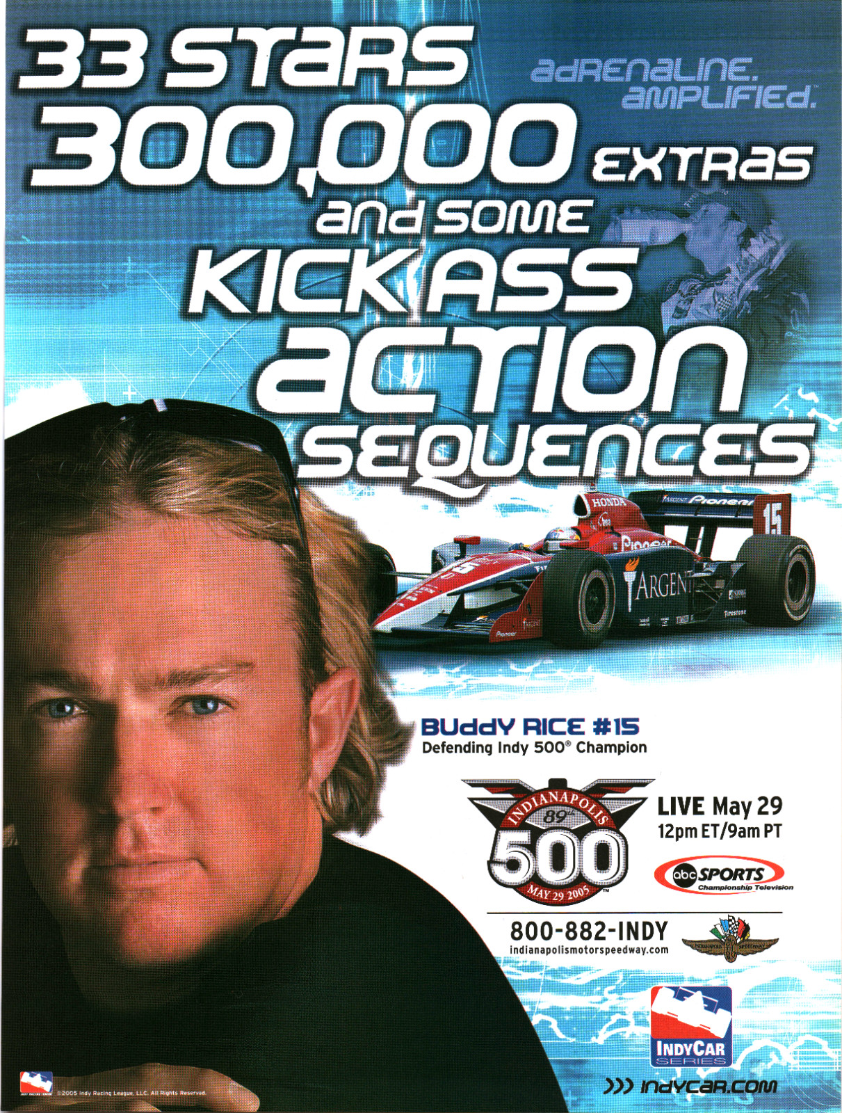 2005 Indianapolis 500 IndyCar Buddy Rice ABC Sports Racing Promo Print Ad