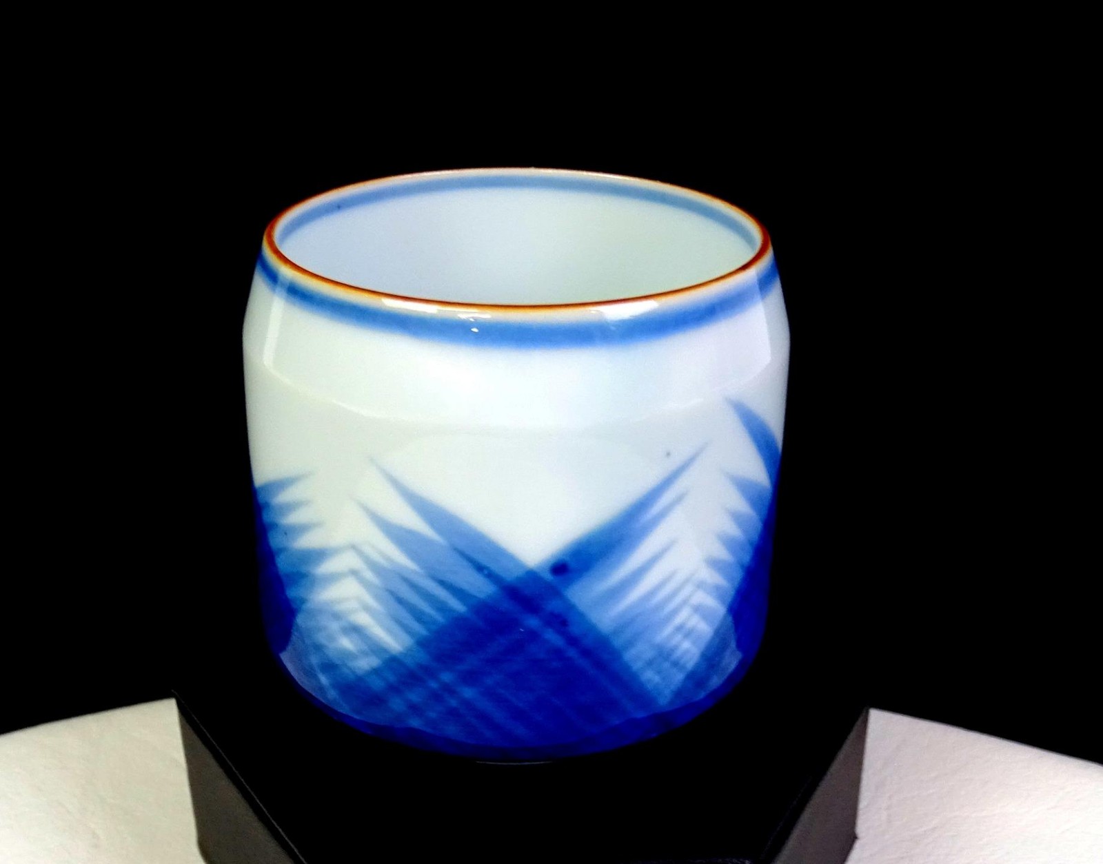 Japanese Arita Blue & White Porcelain Kasuri Style 2 1/2\