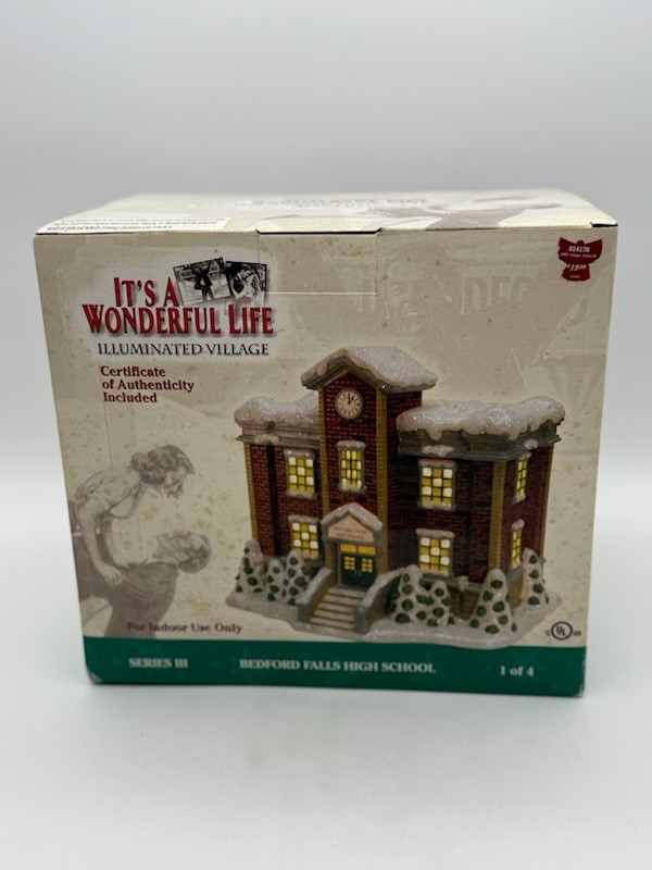 Enesco It's a Wonderful Life Illuminated Village Bedford Falls High School New