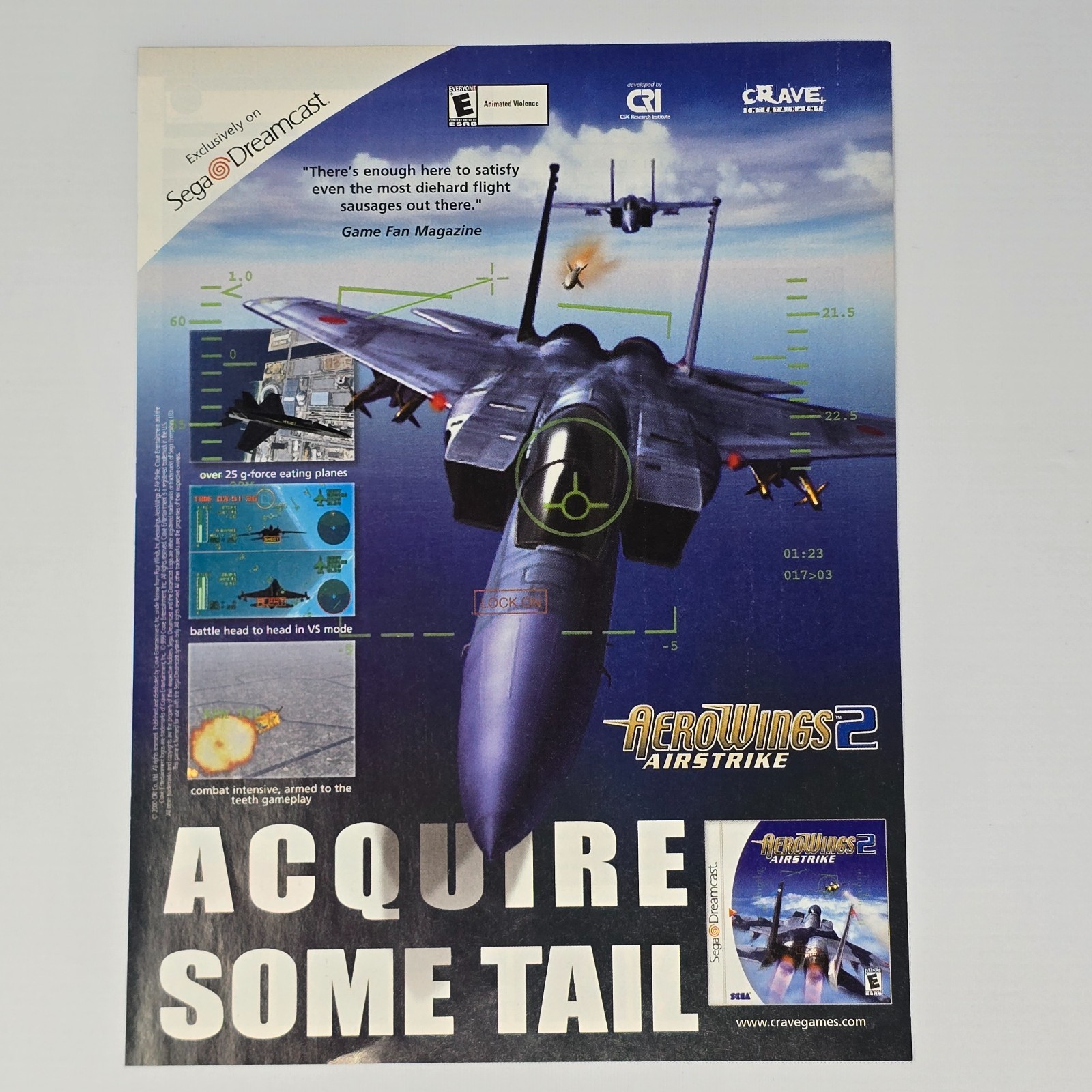 Aero Wings 2 Airstrike Sega Dreamcast Metal Print Ad/Poster