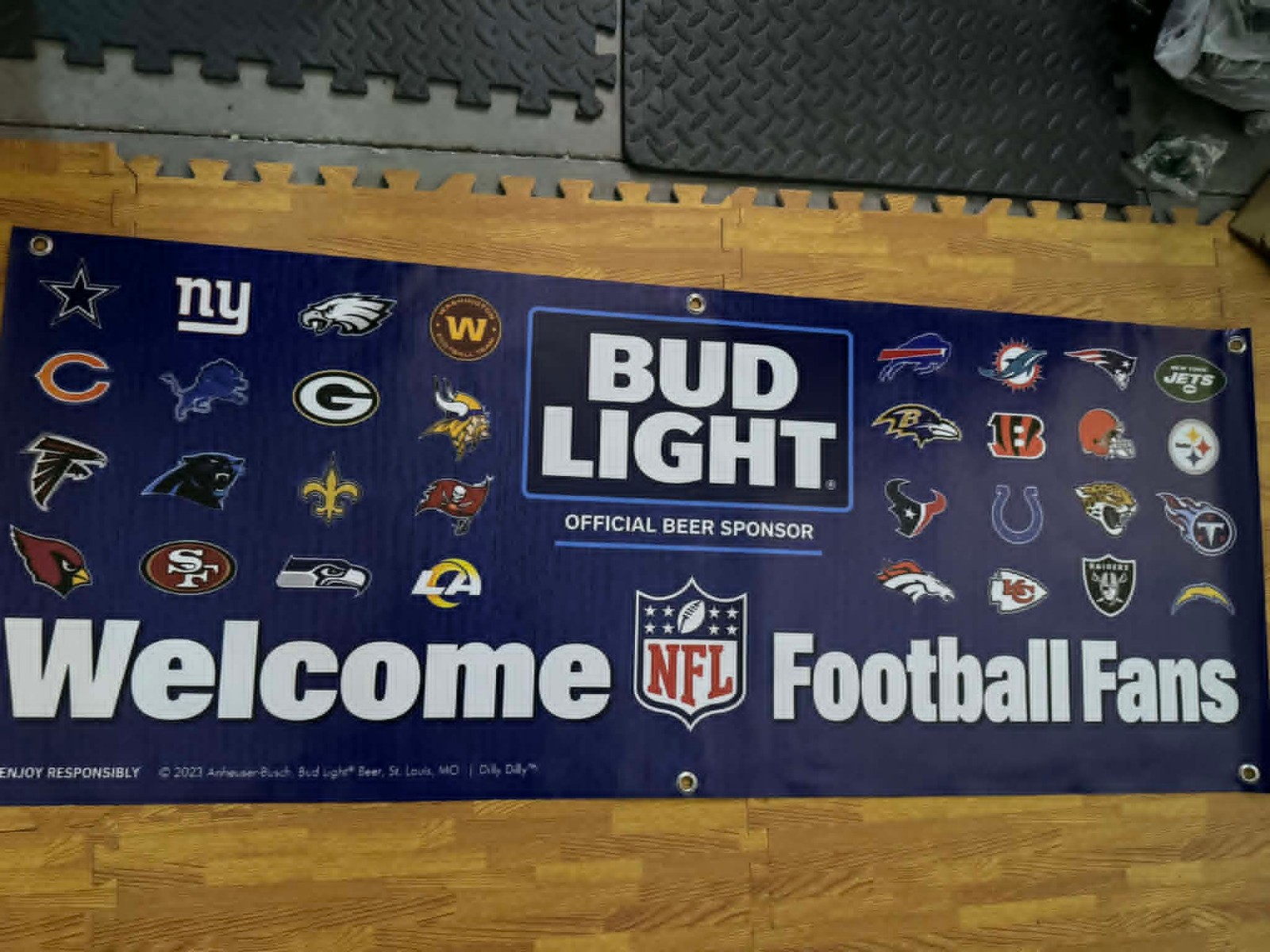 Bud Light NFL Welcome Football Fans Banner 20x50 Beer Football Man Cave Garage