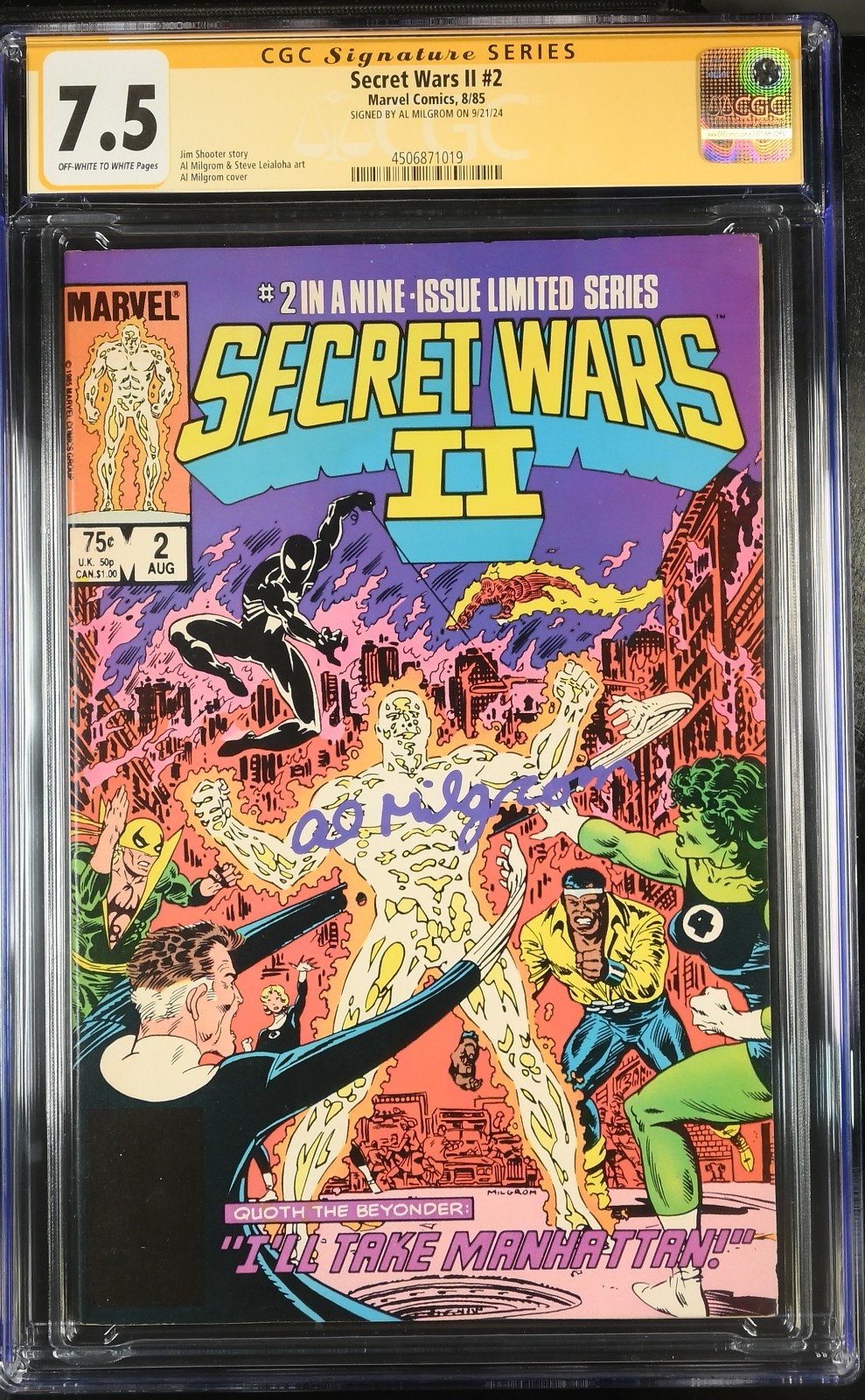 Secret Wars II #2 CGC 7.5 SS Signed Al Milgrom Newsstand 1985 Spider-Man Key MCU