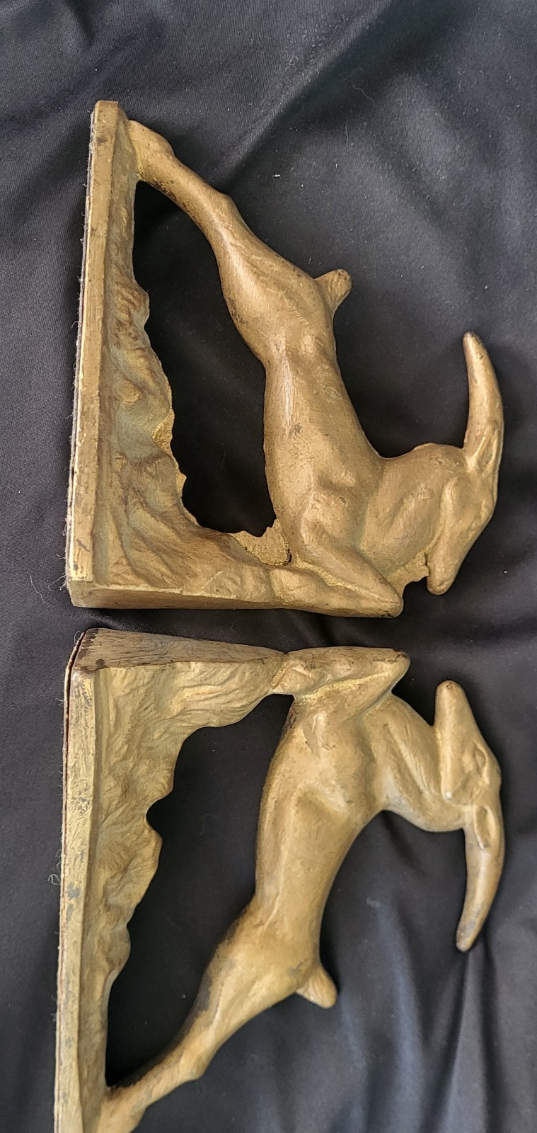 Antique 1920's Art Deco Leaping Gazelle Antelope Set Bronze Cast Metal Bookends