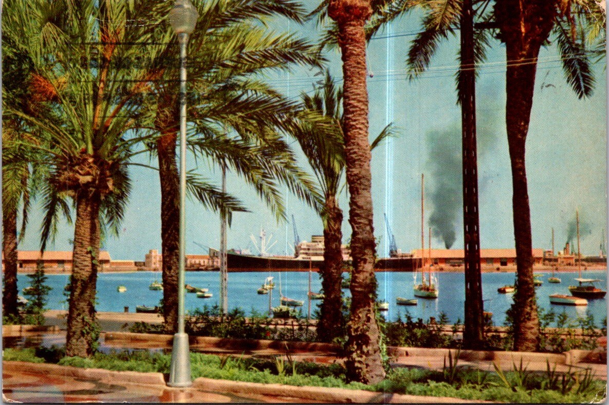 (2421) 30-3-2026 - Spain (posted to France) Alicante Esplanade + cargo ship