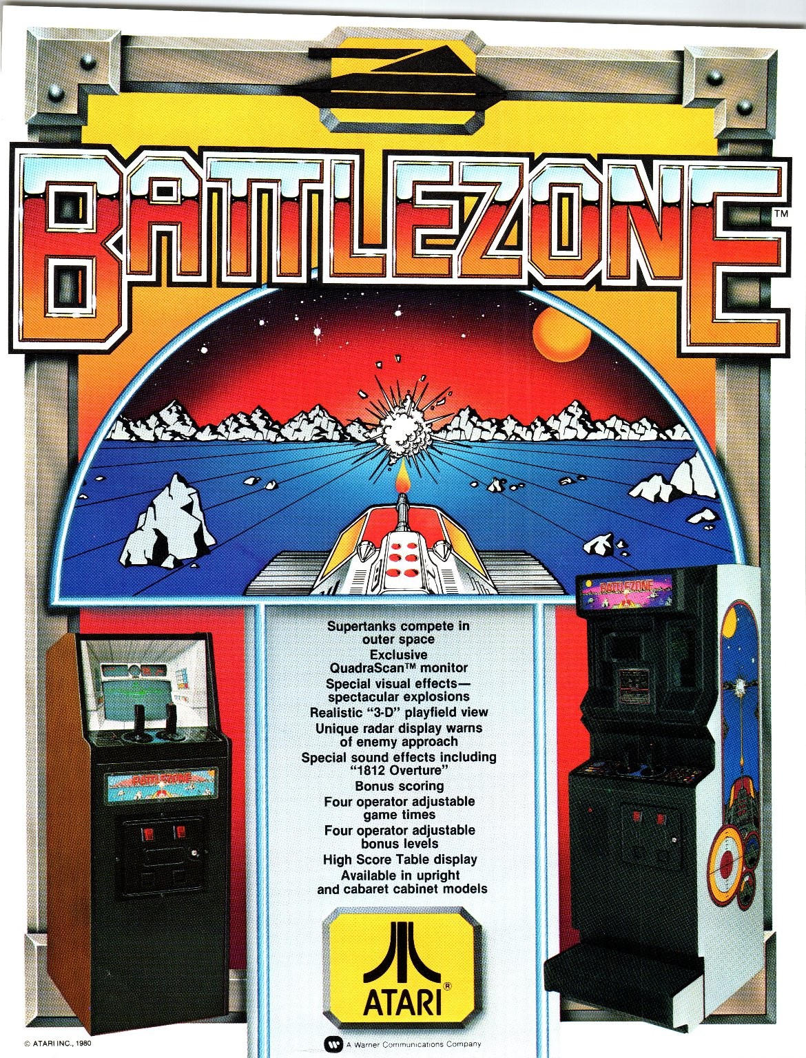 1980 Atari Battlezone Arcade Game Flyer Vintage Video Game Ephemera