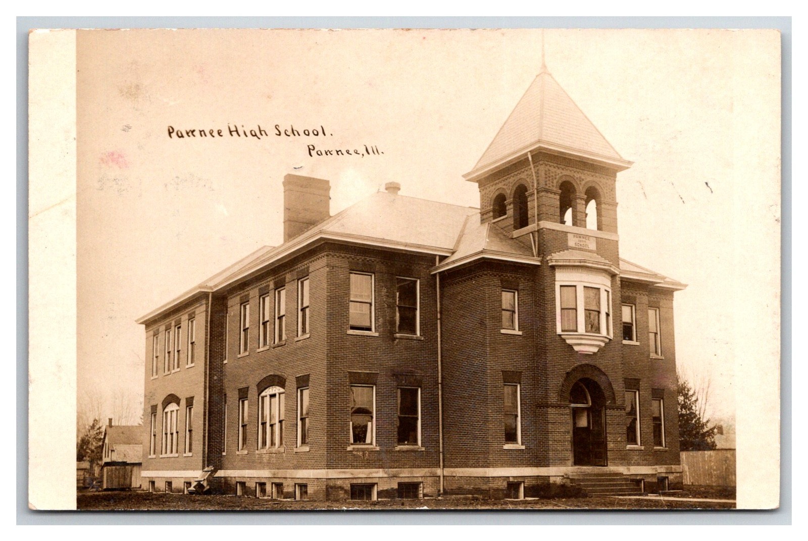 PAWNEE HIGH SCHOOL RPPC ~ Pawnee Illinois Sangamon County