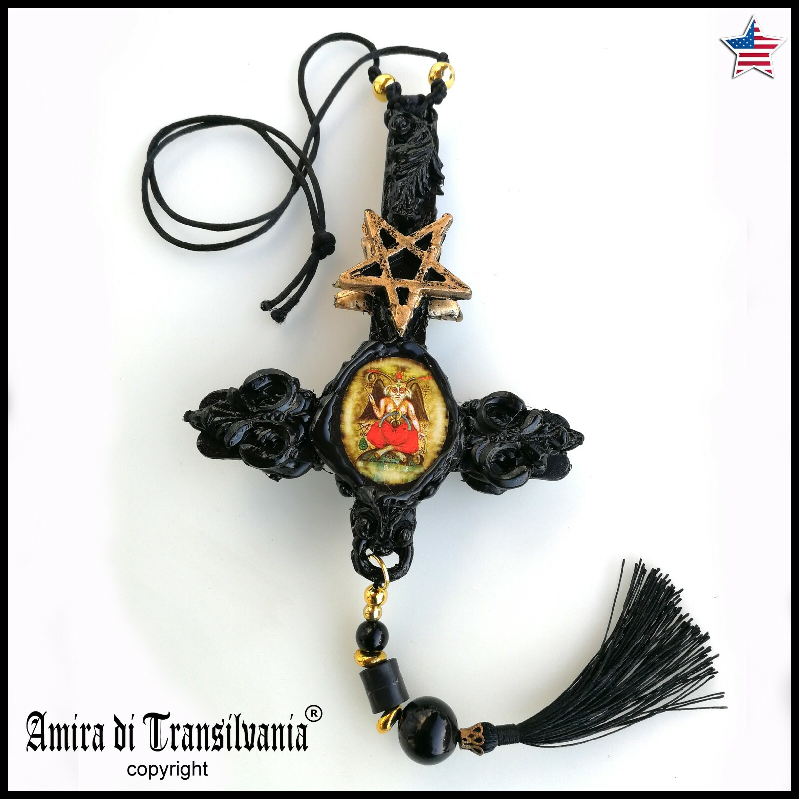 antichrist gothic cross necklace pendant amulet satan goth jewelry devil lucifer