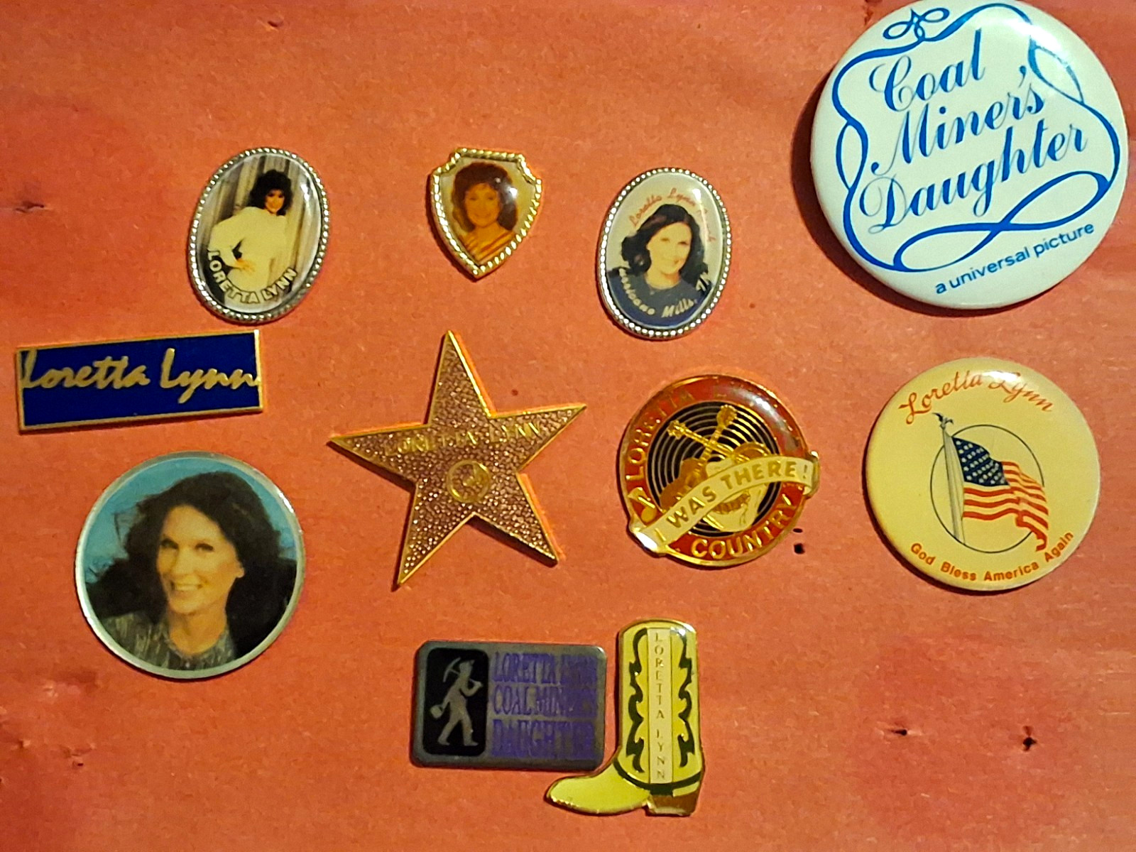 Vintage LORETTA LYNN Pinback Button Lapel Pin Lot of 11 COAL MINER\'S DAUGHTER