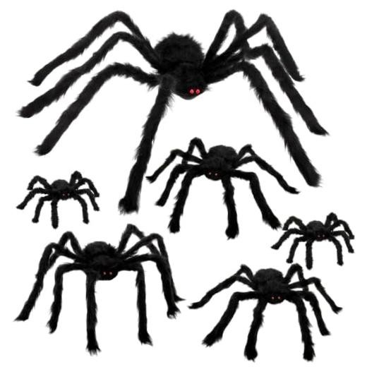 6 Pcs Large Scary Halloween Spider Decorations for Outdoor, Yard