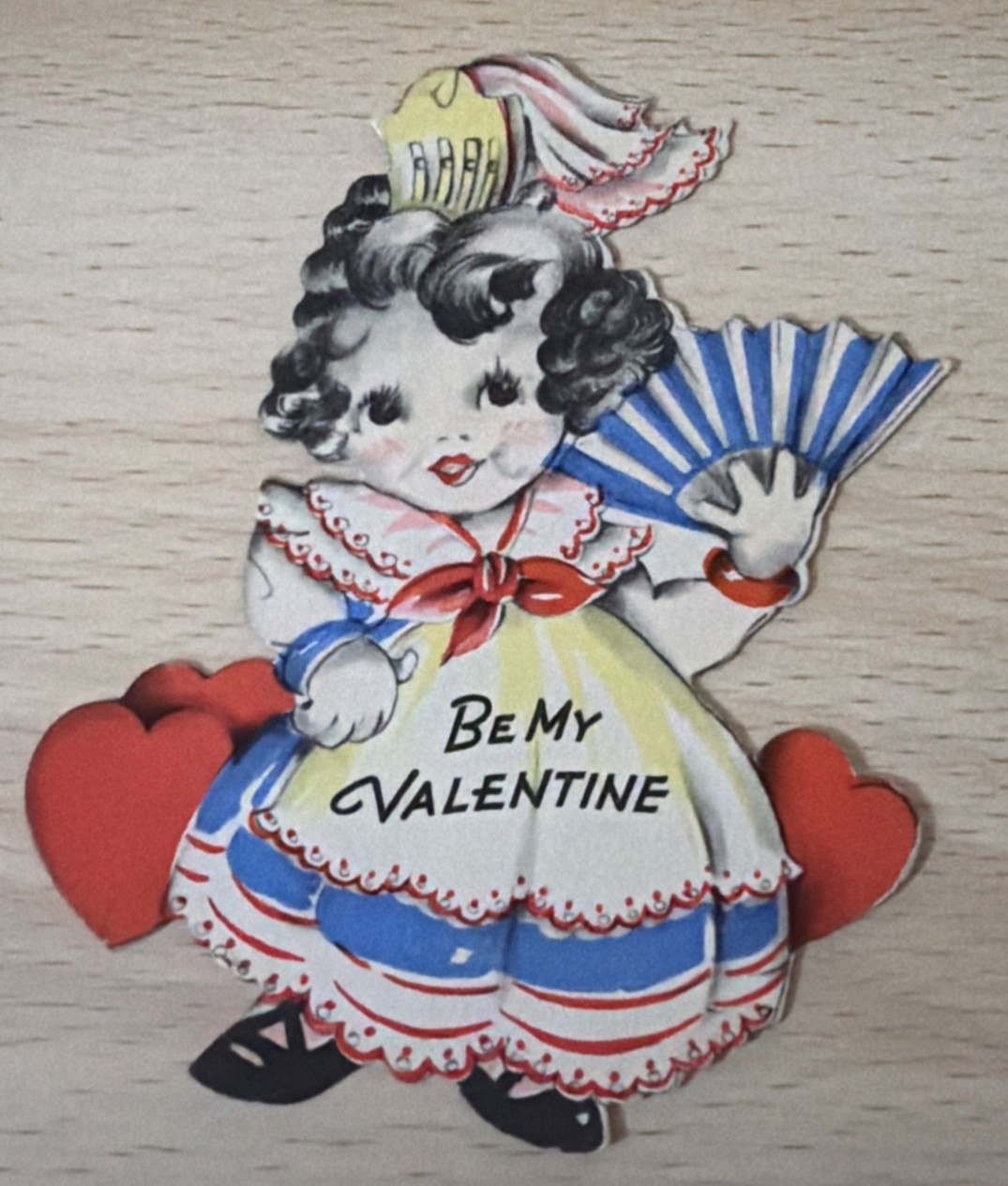 1938 VTG Gibson Valentine Spanish Flamenco Dancer w/ Fan, Hearts