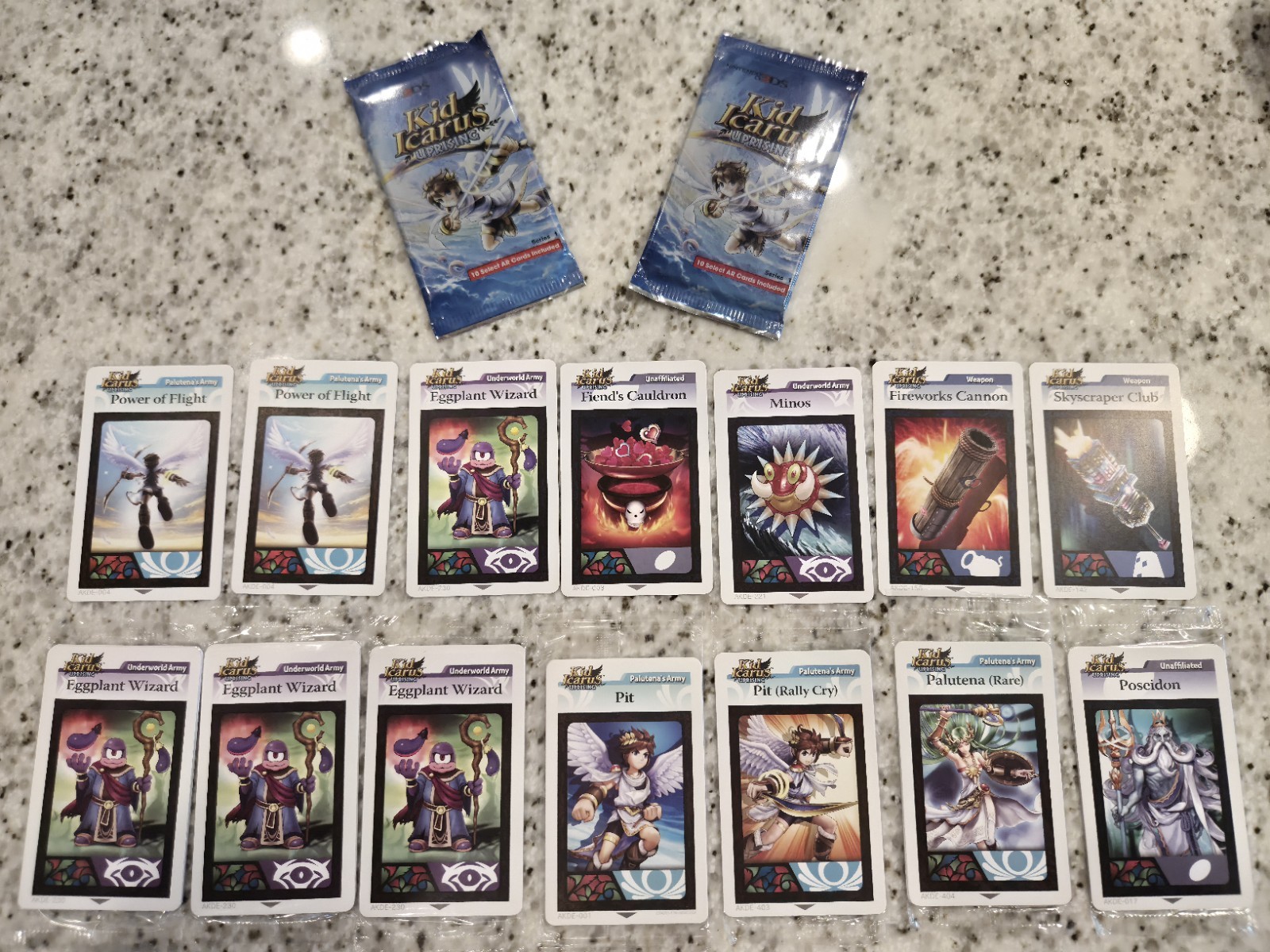 KID ICARUS UPRISING AR CARDS LOT 2 SEALED SERIES 1 PACKS + SEALED PALUTENA RARE