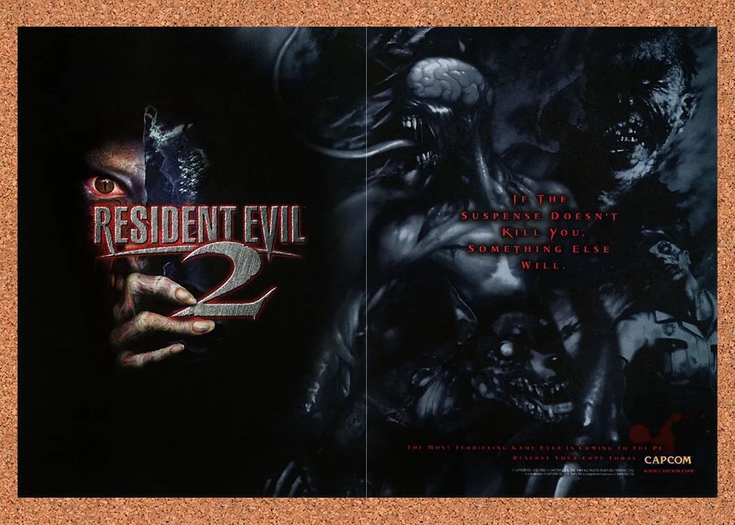 1999 Resident Evil 2 PC Original Advertisement / Retro Promo v2