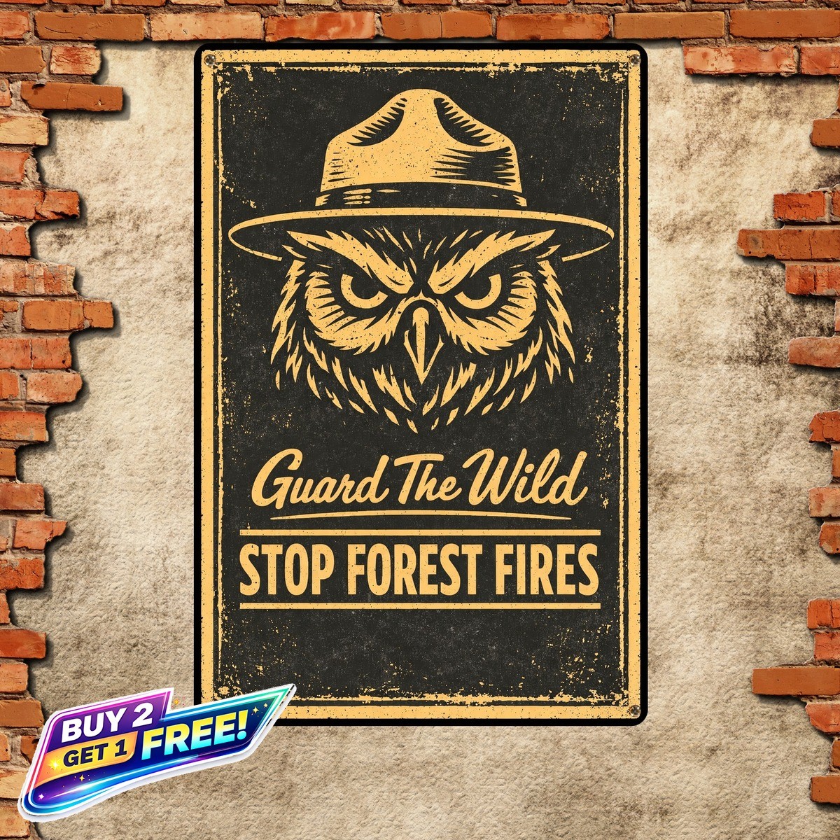 Smokey Bear Wildfire Prevention Metal Tin Sign 1pc Iron Wall Art 8x12