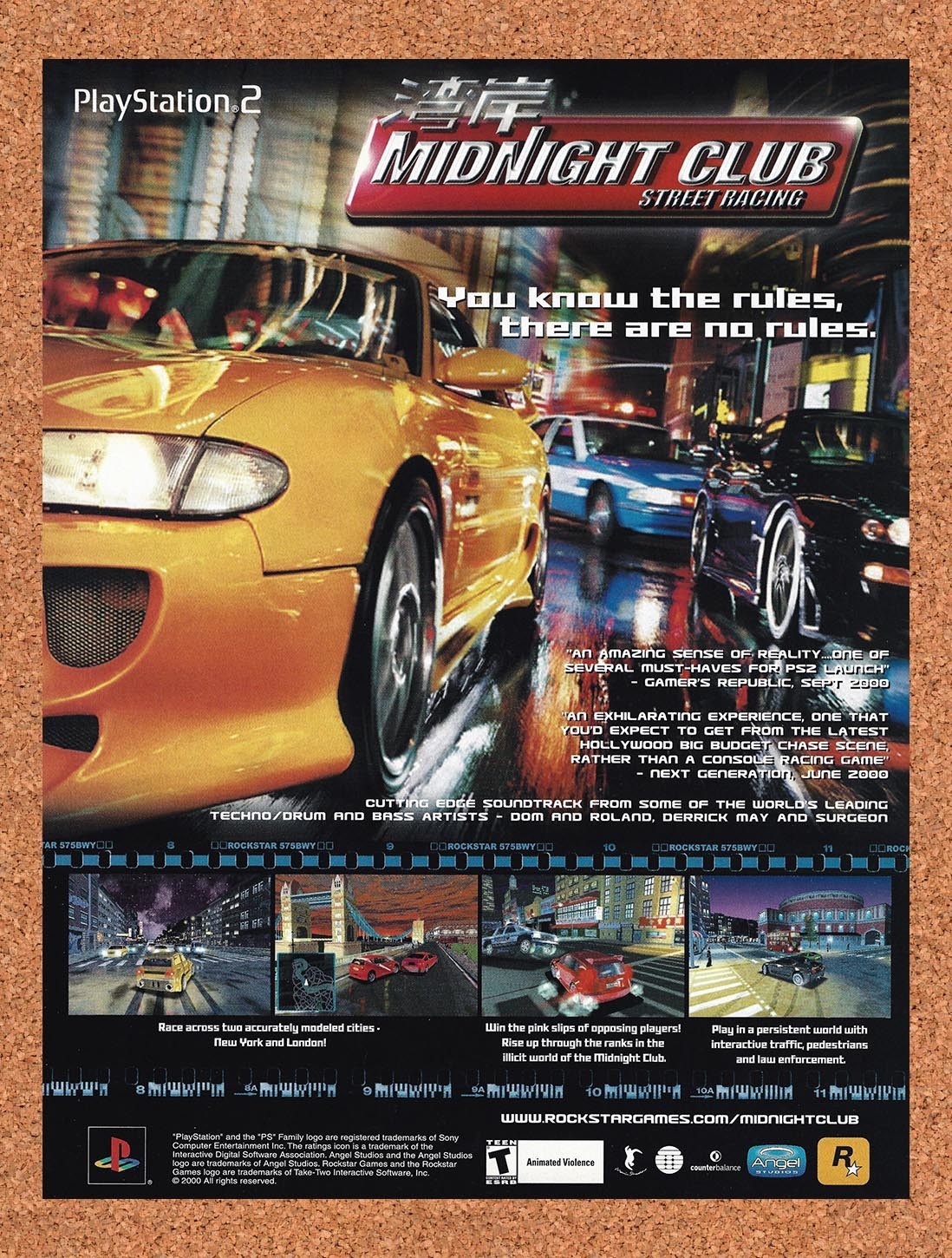 2001 Midnight Club PS2 Original Advertisement / Retro Promo v1